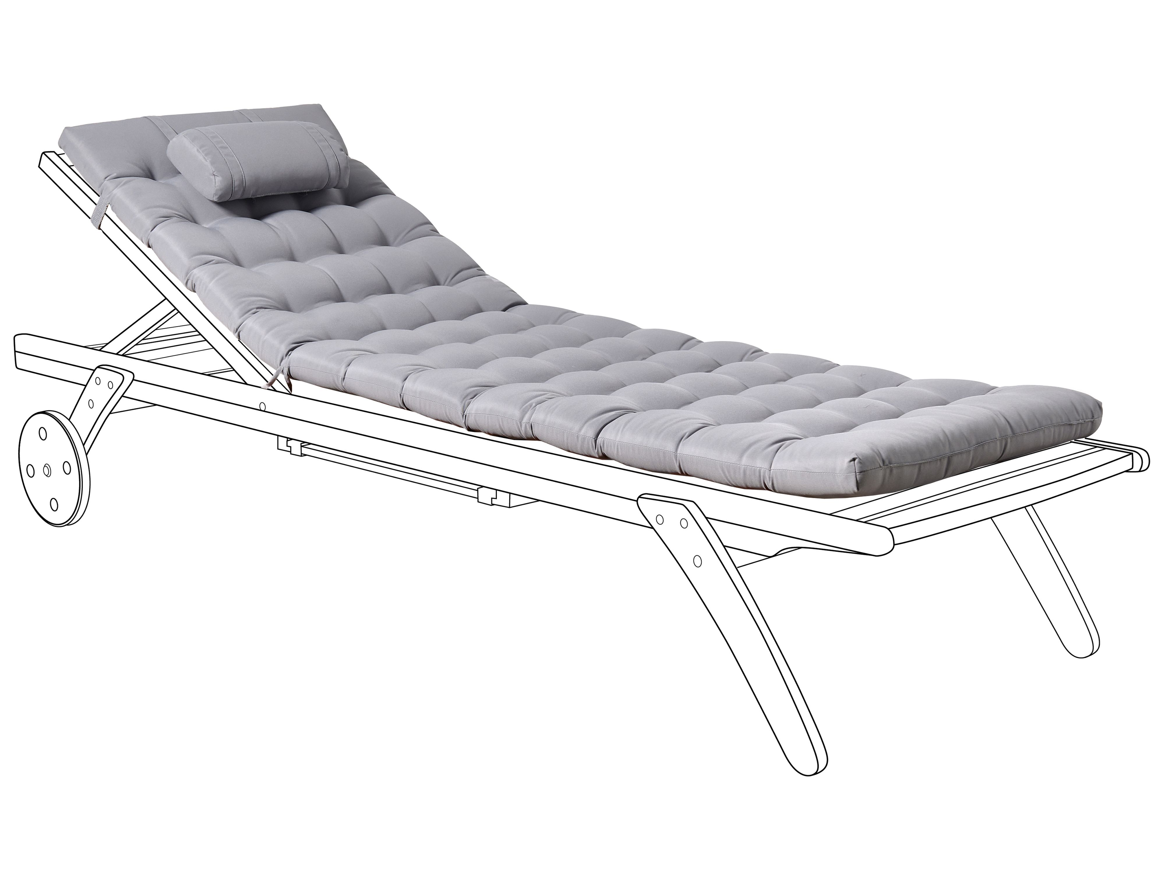 Sun Lounger Pad Cushion CESANA PREMIUM Light Grey