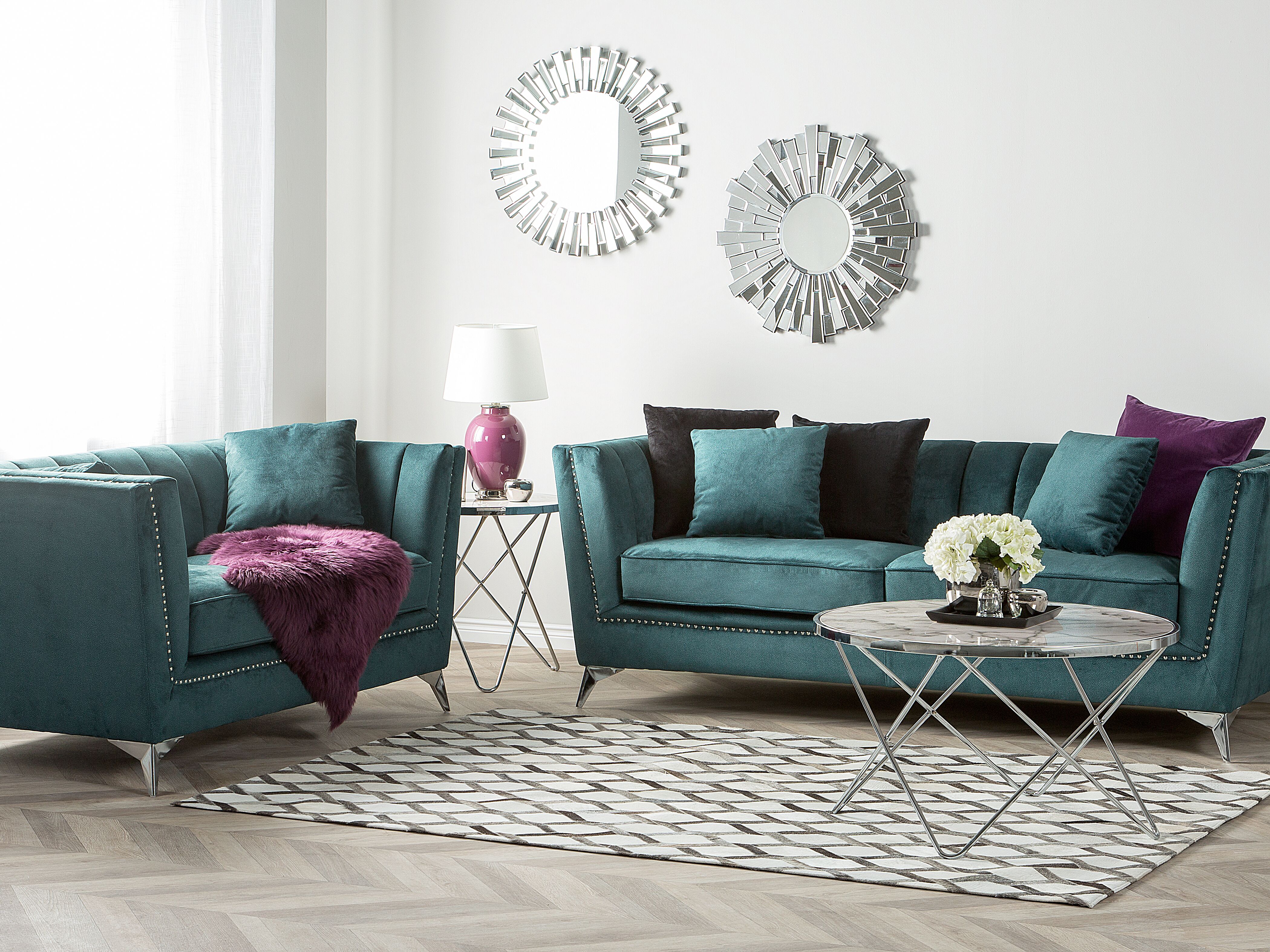 Living Room Set 5 Seater GAULA Velvet Teal