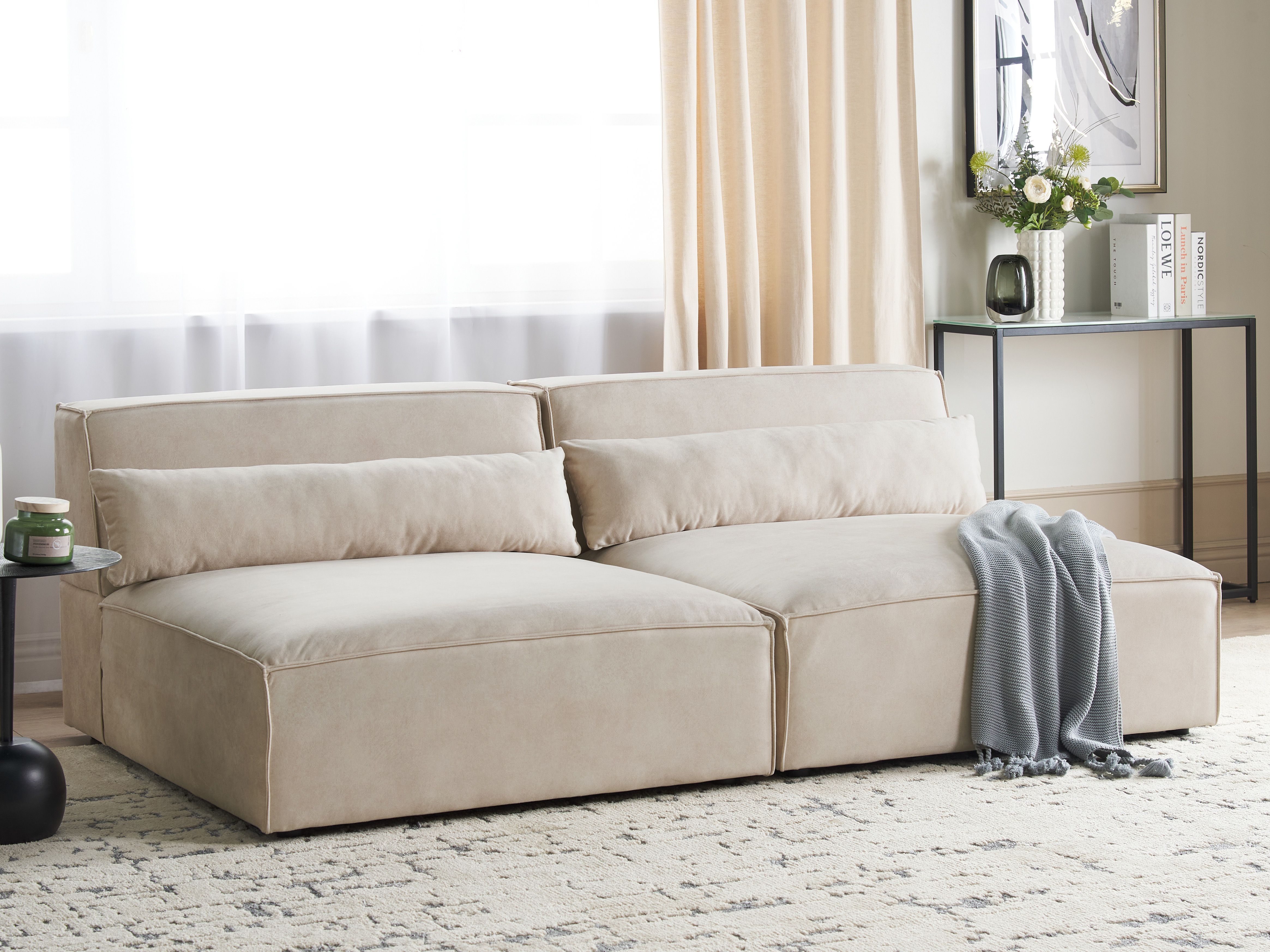 Modular Sofa 2 Seater HELLNAR Velvet Light Beige