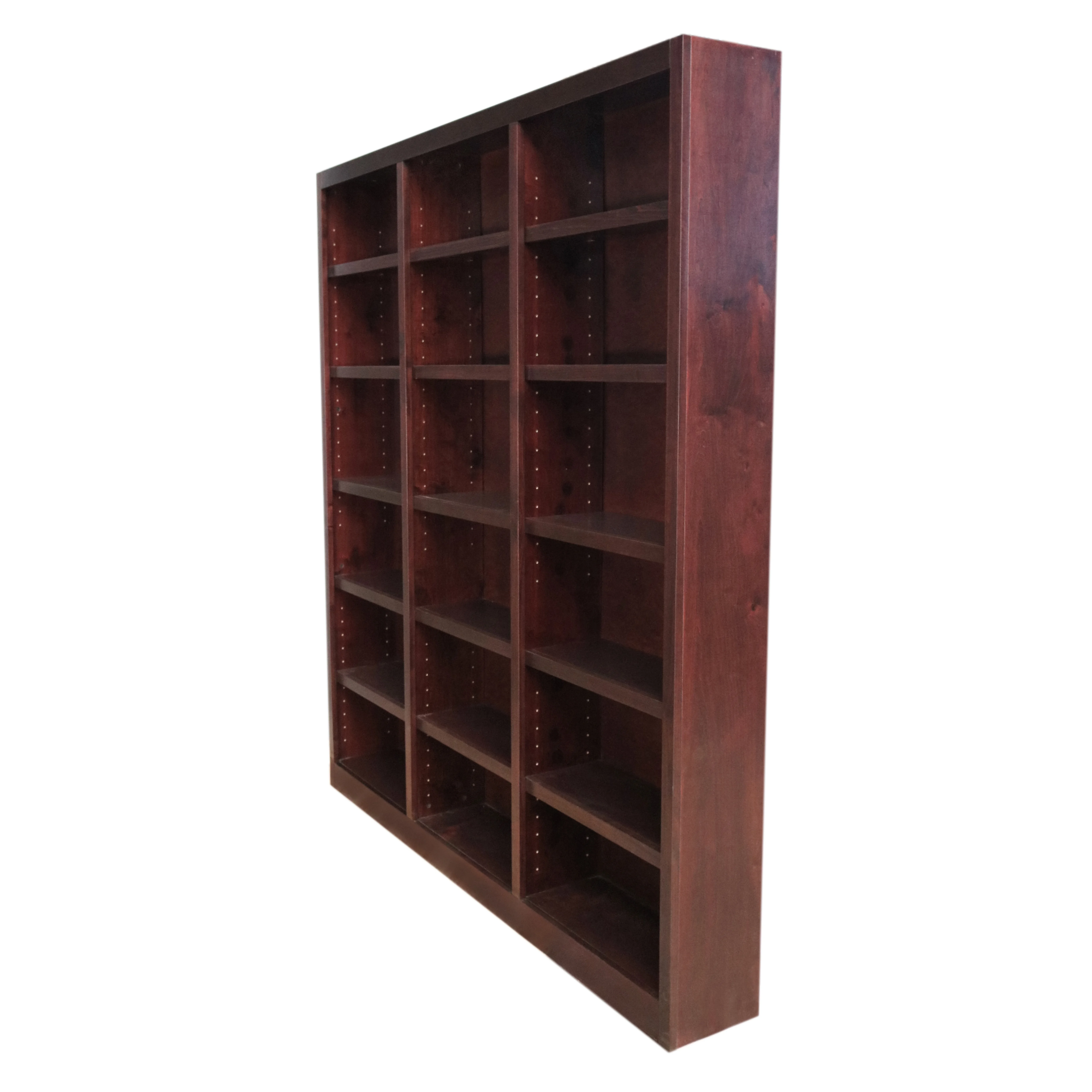 Concepts in Wood 18 Shelf Triple Wide Wood Bookcase, 84 inch Tall - Cherry Finish - Image 7