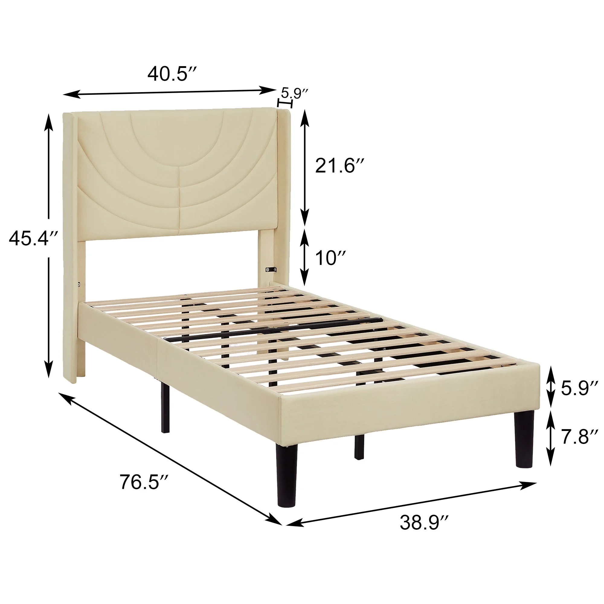 VECELO Set of 2 Twin Bed Frames, Modern Upholstered Platform Bed Frame with Tufted Headboard, No Box Spring Needed, Dark Green - Image 28