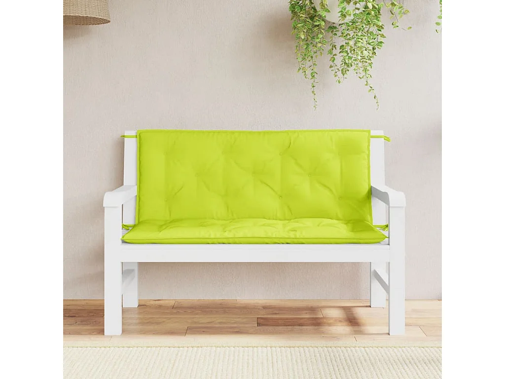 Coussins de banc de jardin lot de 2 vert vif tissu Oxford