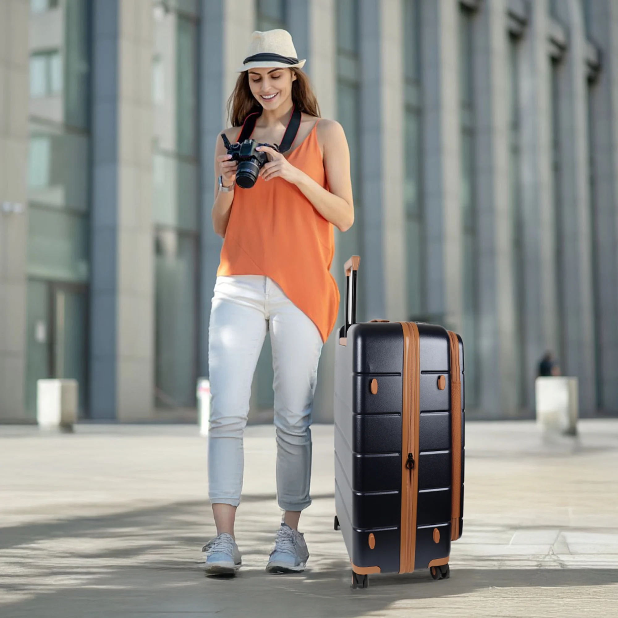 Carry On Luggage 22 x 14 x 9 Airline Approved Lightweight Hardside Spinner Luggage with TSA Lock and Laptop Compartment, Beige, CY2431 - Image 13