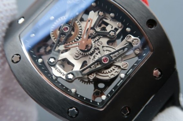 Replica Richard Mille RM038 RG Black Inner Bezel Skeleton Dial Black Rubber Strap Jap Quartz - Elite Watch Atelier