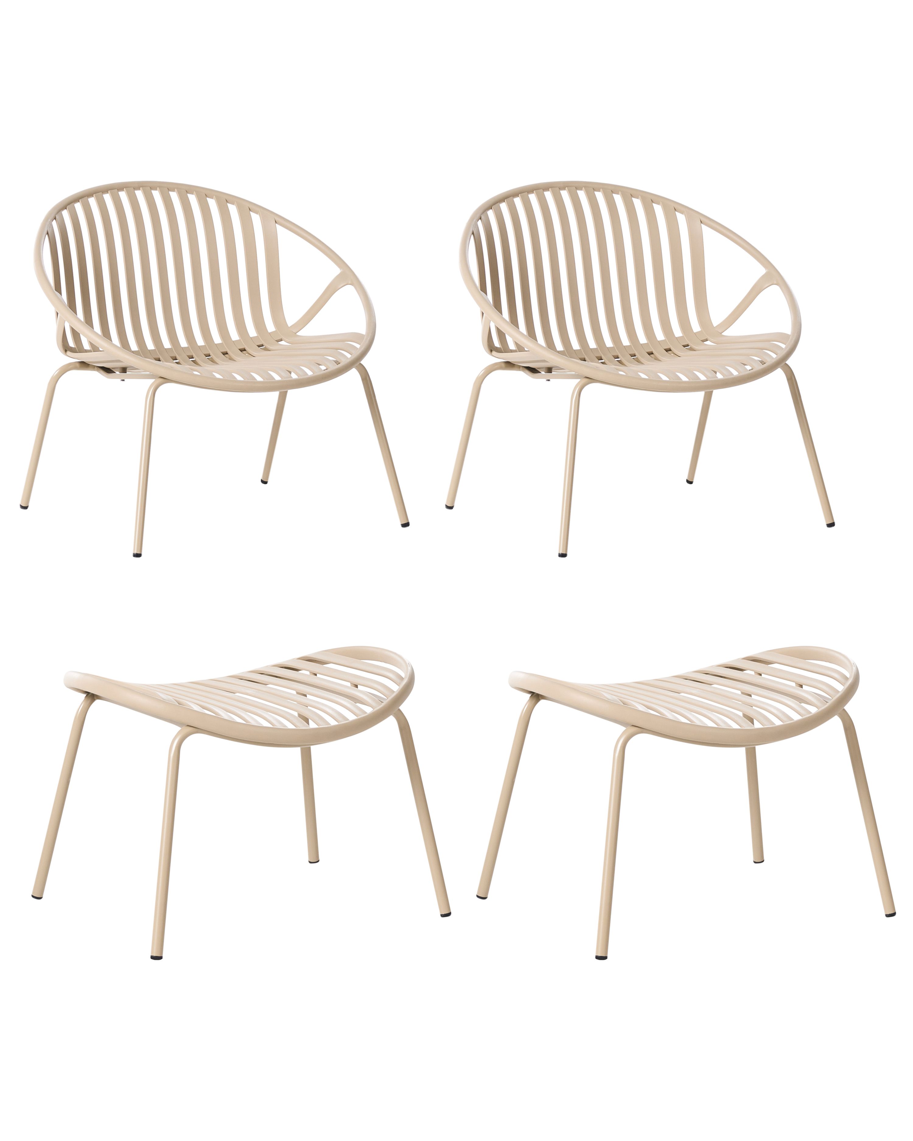 Set of 2 Garden Chairs CASPERIA with Footstool Sand Beige