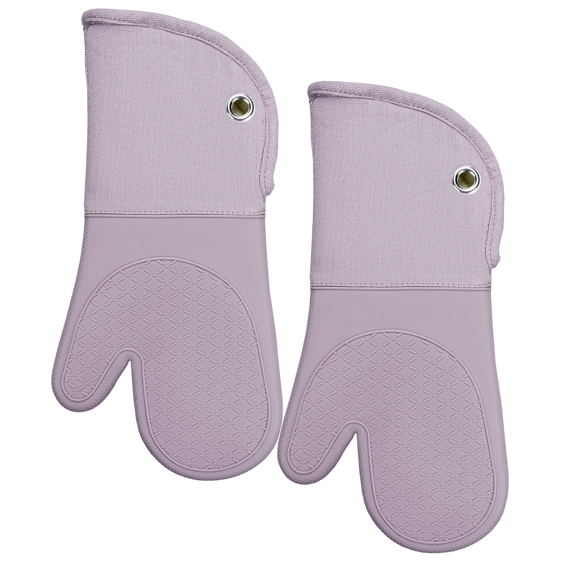 Printed Light Blue Yarn-dyed Eco-Friendly Silicone Cotton Heat Resistant Durable Waterproof Oven Mitt Anti Scalding Oven