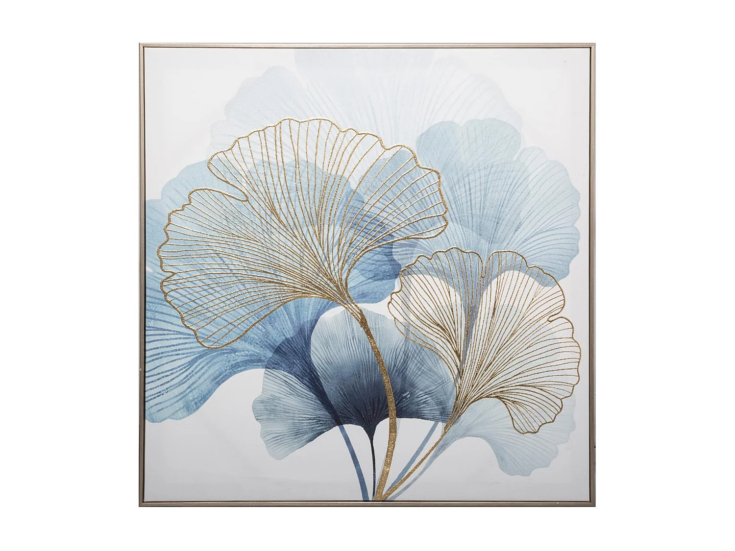 Tableau Toile murale encadrée imprimée Ginko avec relief 58 x 58 cm