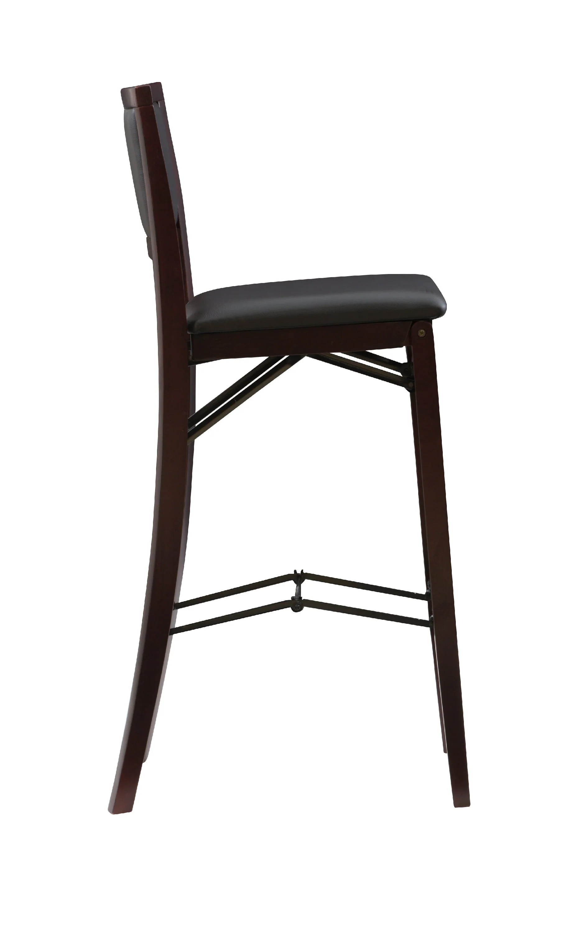 Linon Kristle Folding Padded Bar Stool, 30" Seat Height, Espresso Finish with Dark Brown PVC Fabric - Image 13