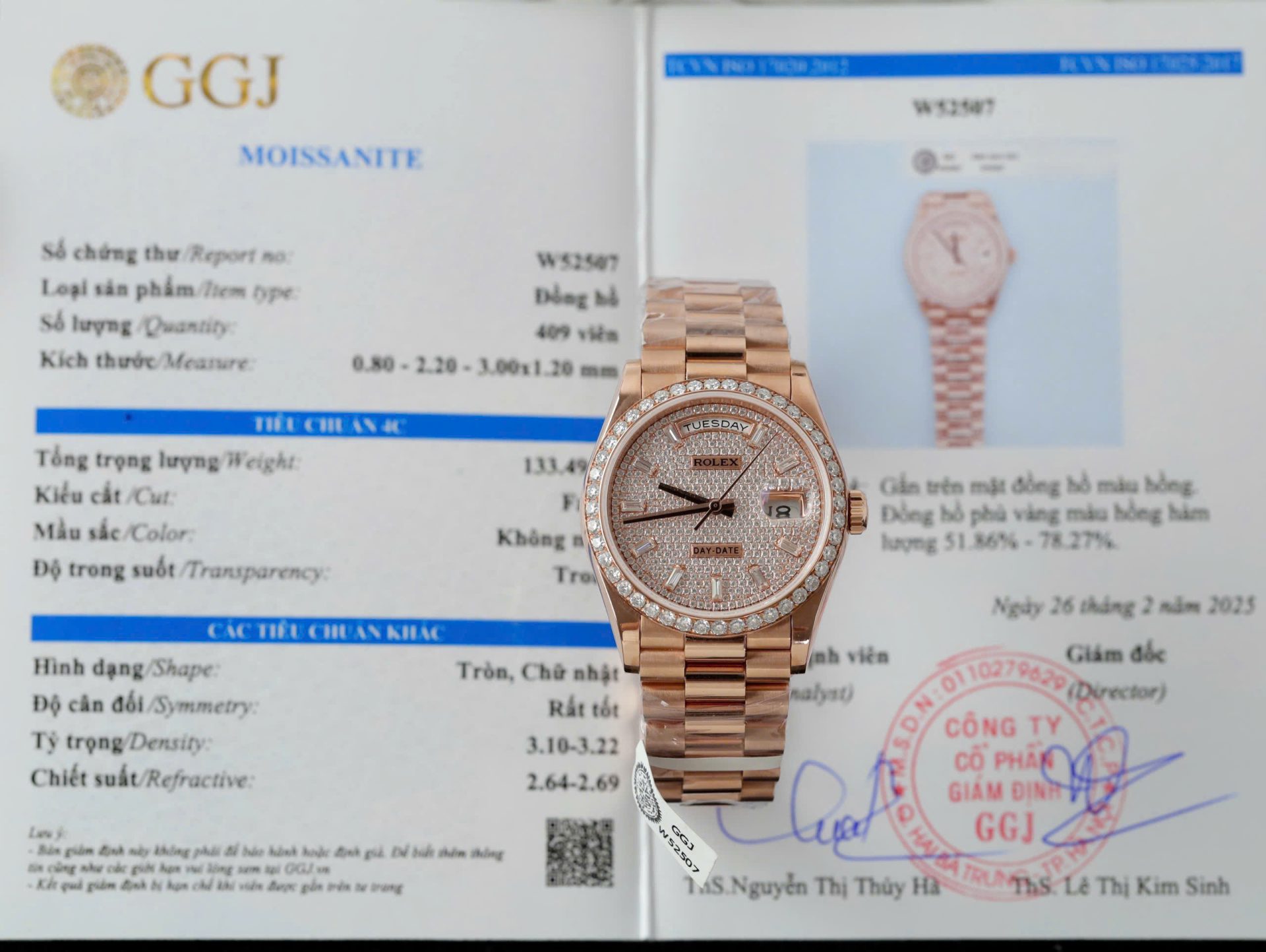 Rolex Day-Date Copies Watches 18K Rose Gold Wrapped + Moissanite Diamonds GM Factory 36mm - Elite Watch Atelier