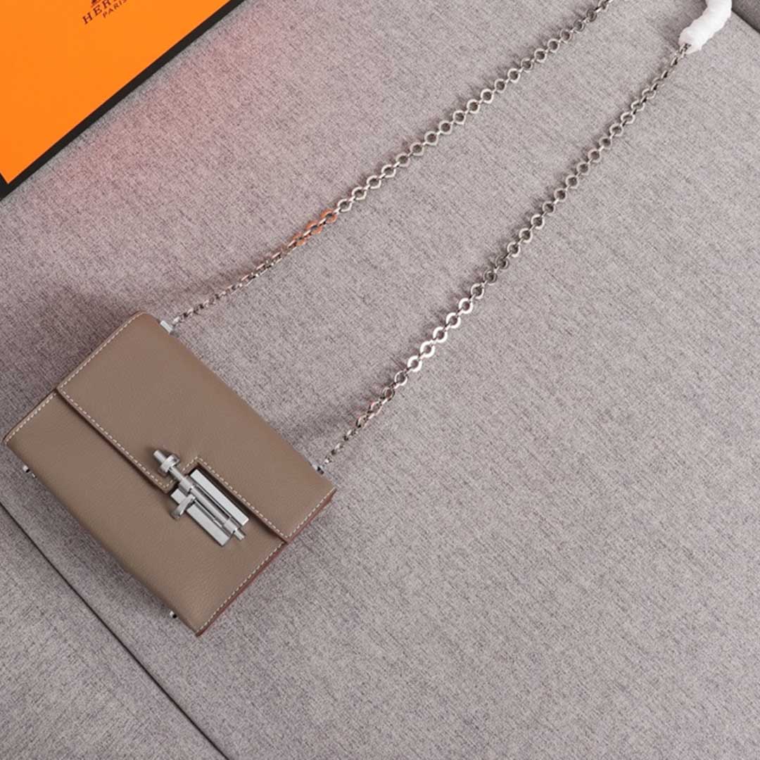 Replica Hermes Verrou Chaine Mini Bag Beige/Black/Brown1:1High-quality replica