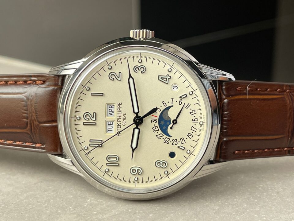 Replica PATEK PHILIPPE Perpetual Calendar 5320G-001 SS GSF 1:1 Best Edition Cream Dial on Brown Leather Strap A324 - Top club