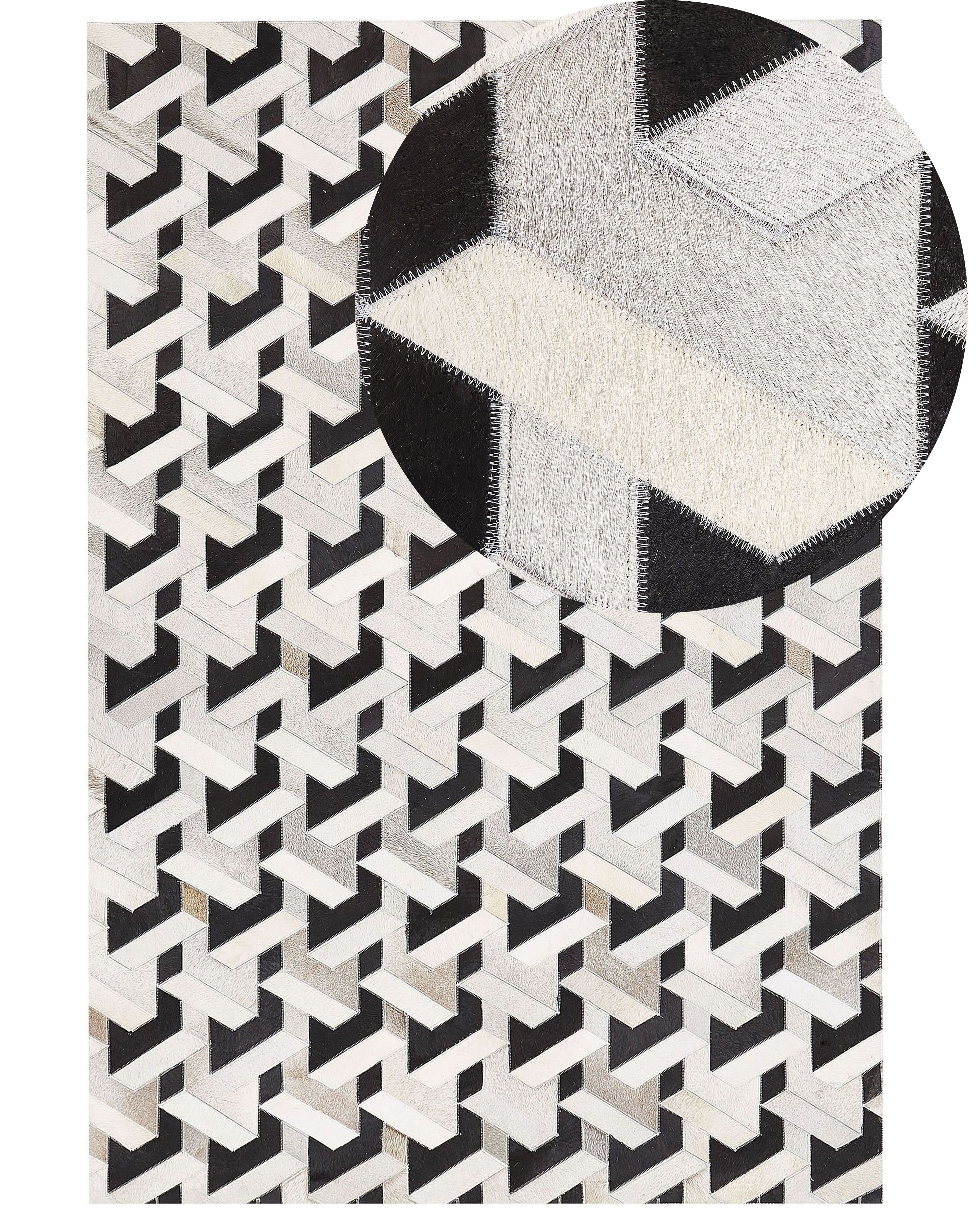 Rug NARMAN Grey 160 x 230 cm Leather