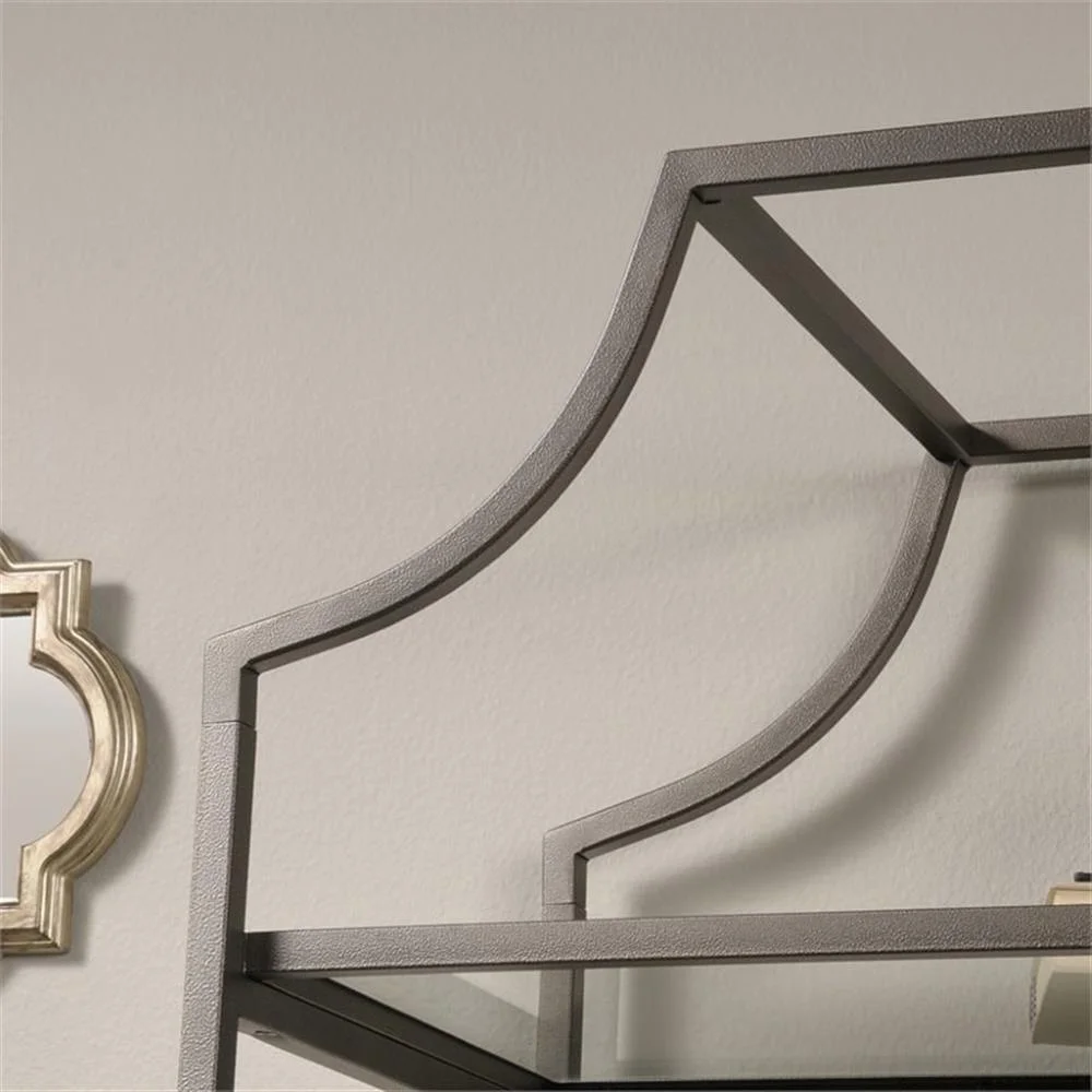 Pemberly Row 5-Shelf Modern Metal Bookcase in Gold Satin/Faux Deco Stone - Image 16