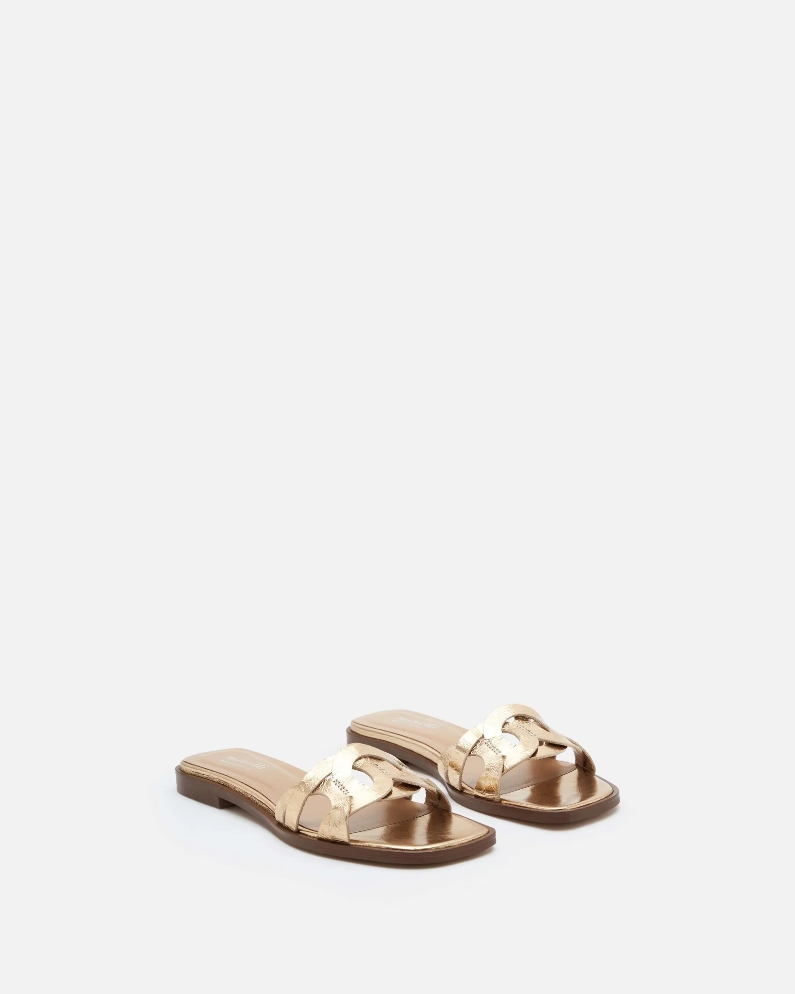 MULES ELIRIA/MET - En cuir métallisé à brides entrelacées platine