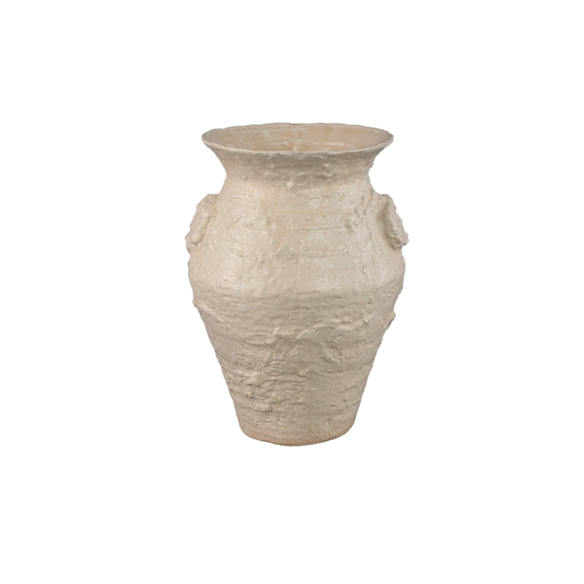 PTMD Leandra Beige Round Ceramic Jar Rough Structure M