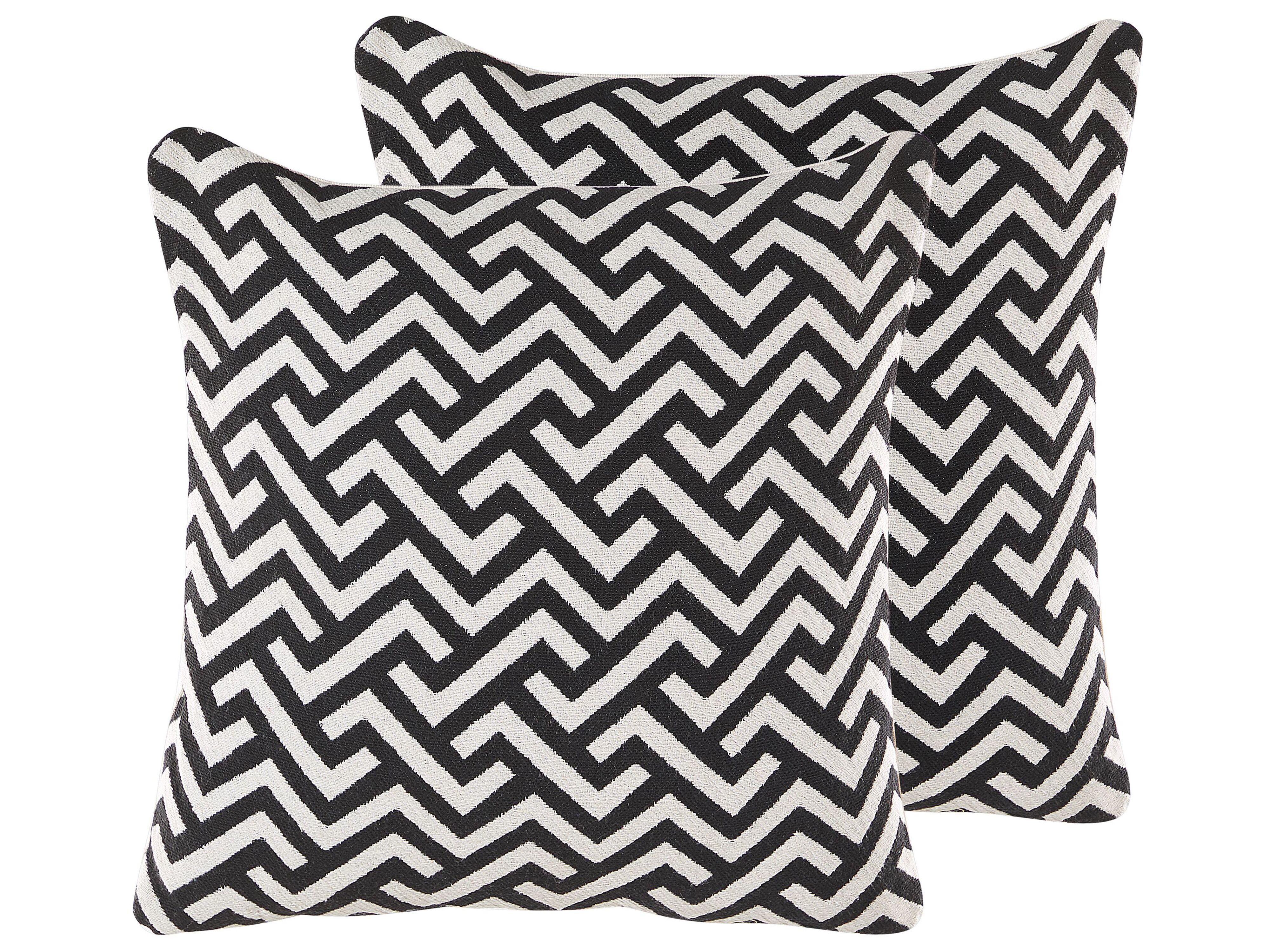 Set of 2 Decorative Cushions SALIZAR Cotton 45 x 45 cm Black Geometric Pattern