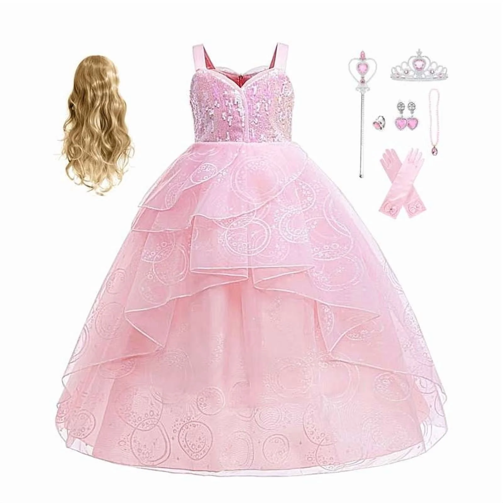 HAWEE Dress Costume for Girls, Pink Tulle and Sequin Dress for Kids Christmas Halloween Cosplay Costumes - Image 9 HAWEE Dress Costume for Girls, Pink Tulle and Sequin Dress for Kids Christmas Halloween Cosplay Costumes - Image 9