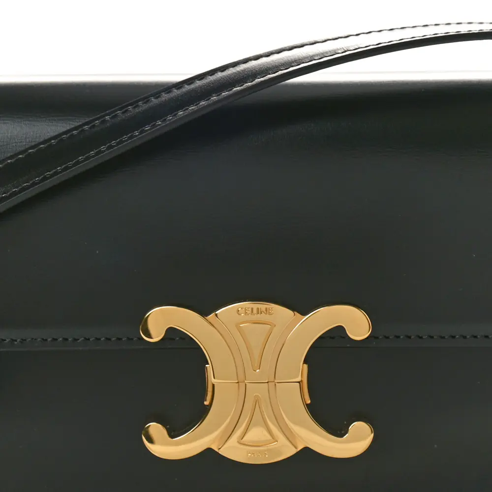 Replica Celine Black Calfskin Triomphe Shoulder Bag with Gold Hardware1:1High-quality replica