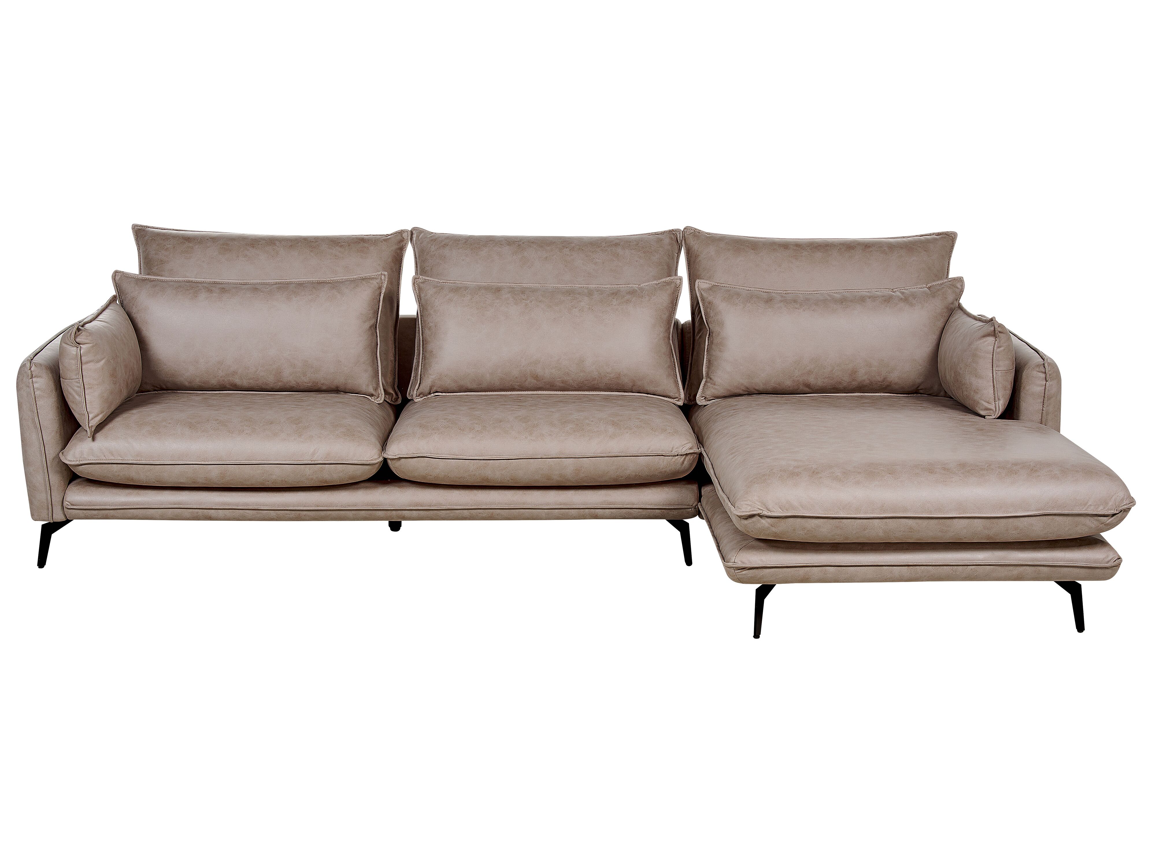 Corner Sofa 3 Seater GALLO Faux Suede Light Brown Left Hand