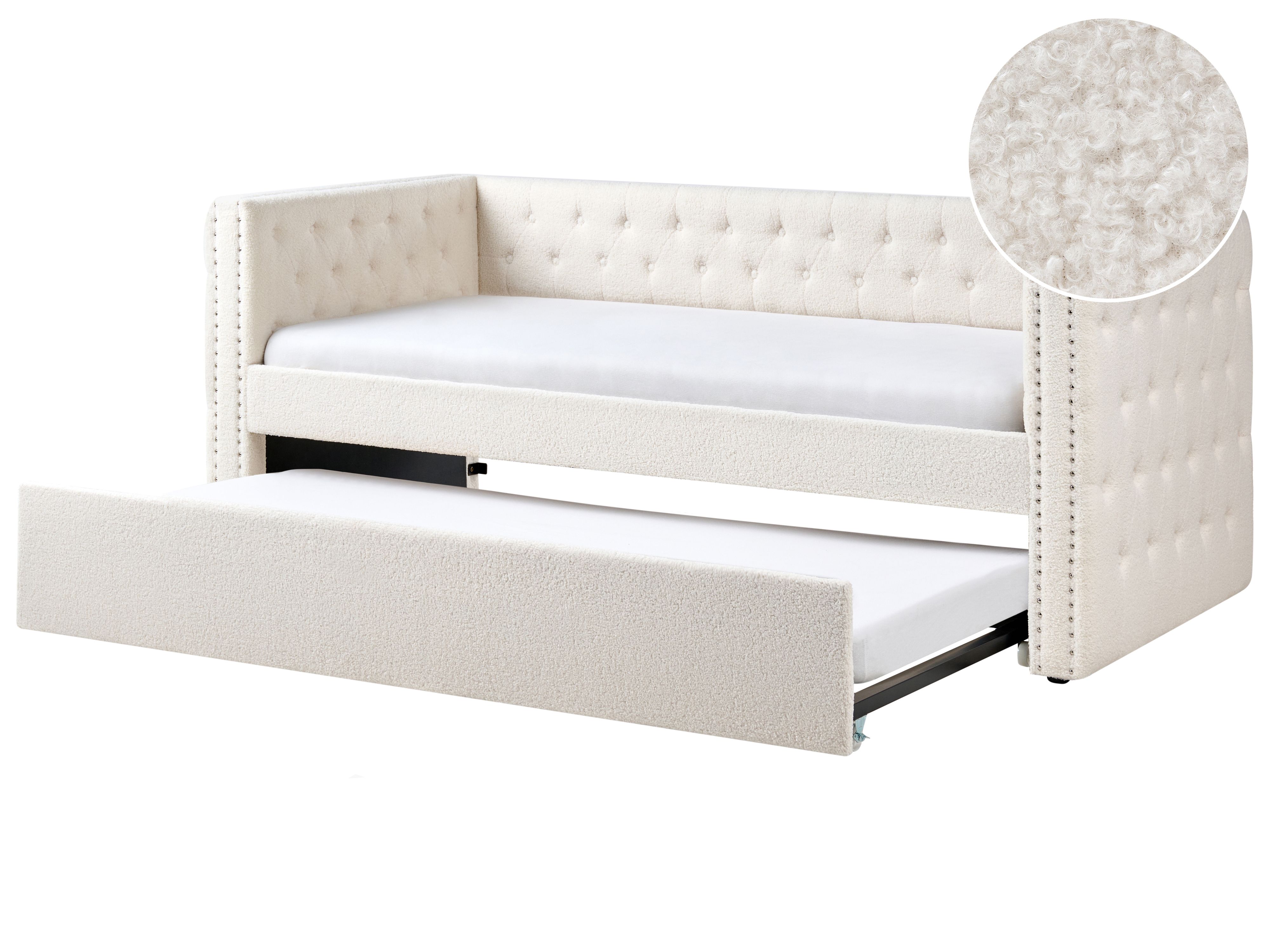 Trundle Bed Boucle GASSIN 90 x 200 cm (EU Single) Off-White