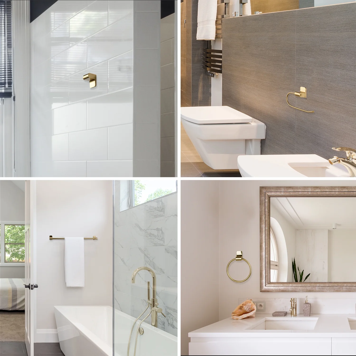 Globe Electric Matte Brass Modern 5-Piece All-In-One Bathroom Set with Vanity Light, LED Bulbs