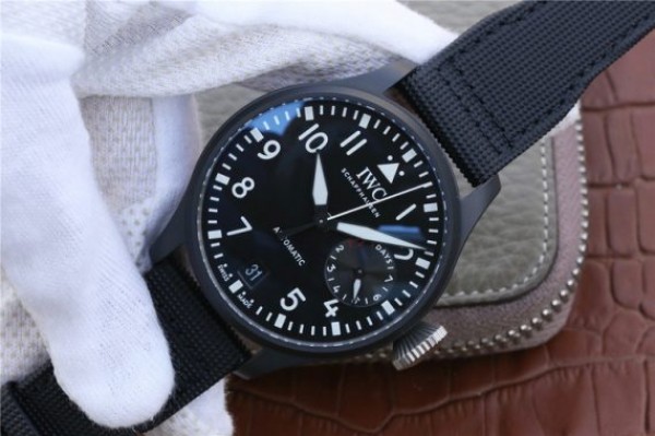 Replica IWC Big Pilot Real PR IW502001 Real Ceramic ZF V2 Black Calfskin Strap A51111 - Elite Watch Atelier