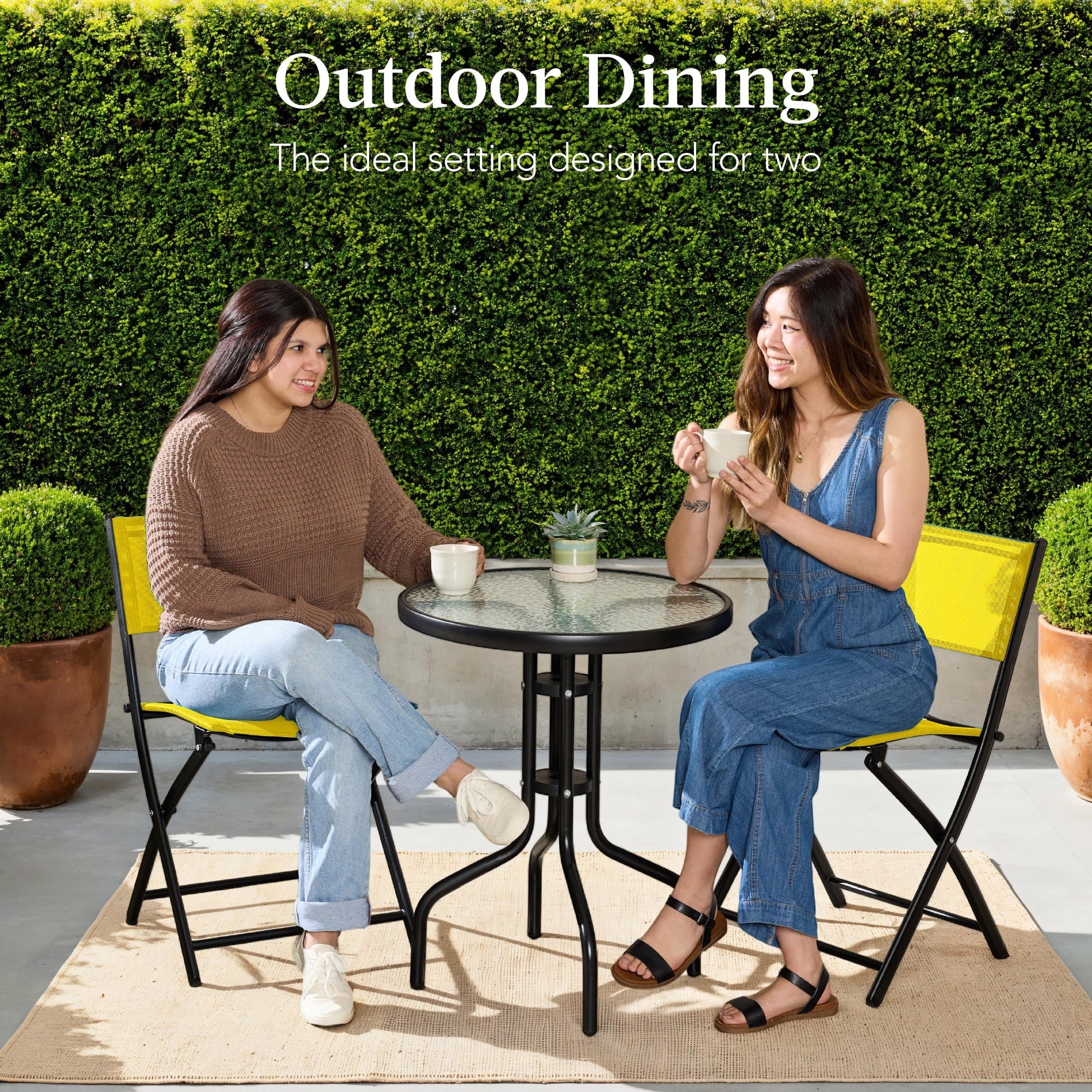 Best Choice Products 3-Piece Patio Bistro Dining Set With Glass Tabletop And Folding Chairs - Gray - Image 52 Best Choice Products 3-Piece Patio Bistro Dining Set With Glass Tabletop And Folding Chairs - Gray - Image 52