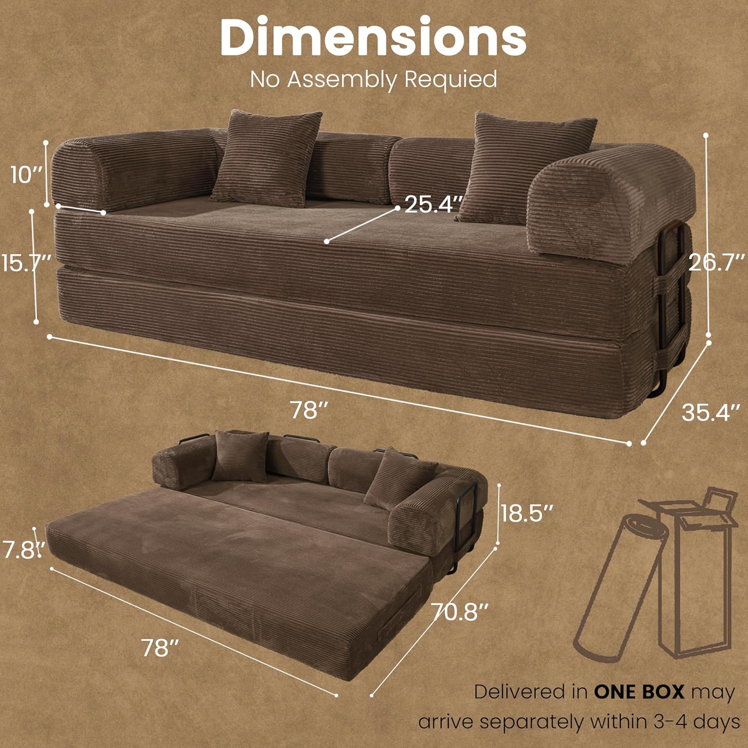 Convertible Sleeper Sofa Bed, 78