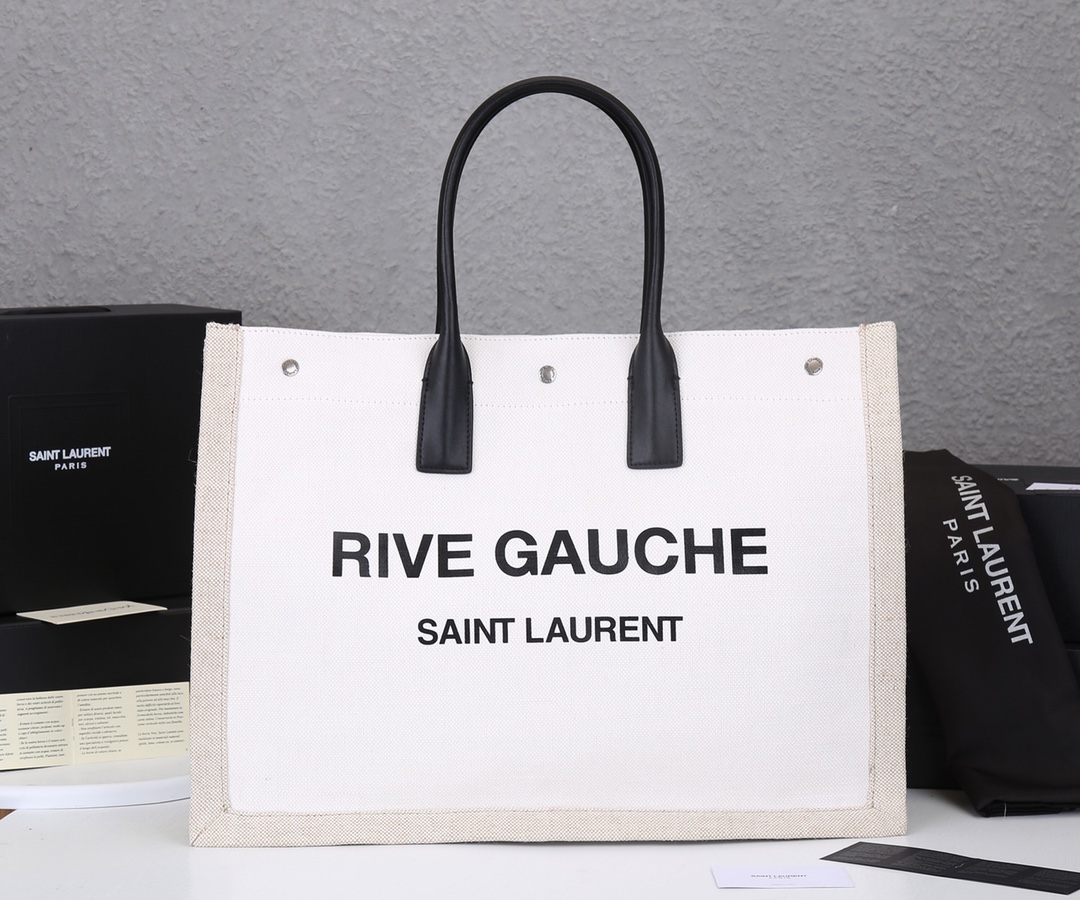 Replica Ysl Rive Gauche Tote Bag In Linen And Leather1:1High-quality replica
