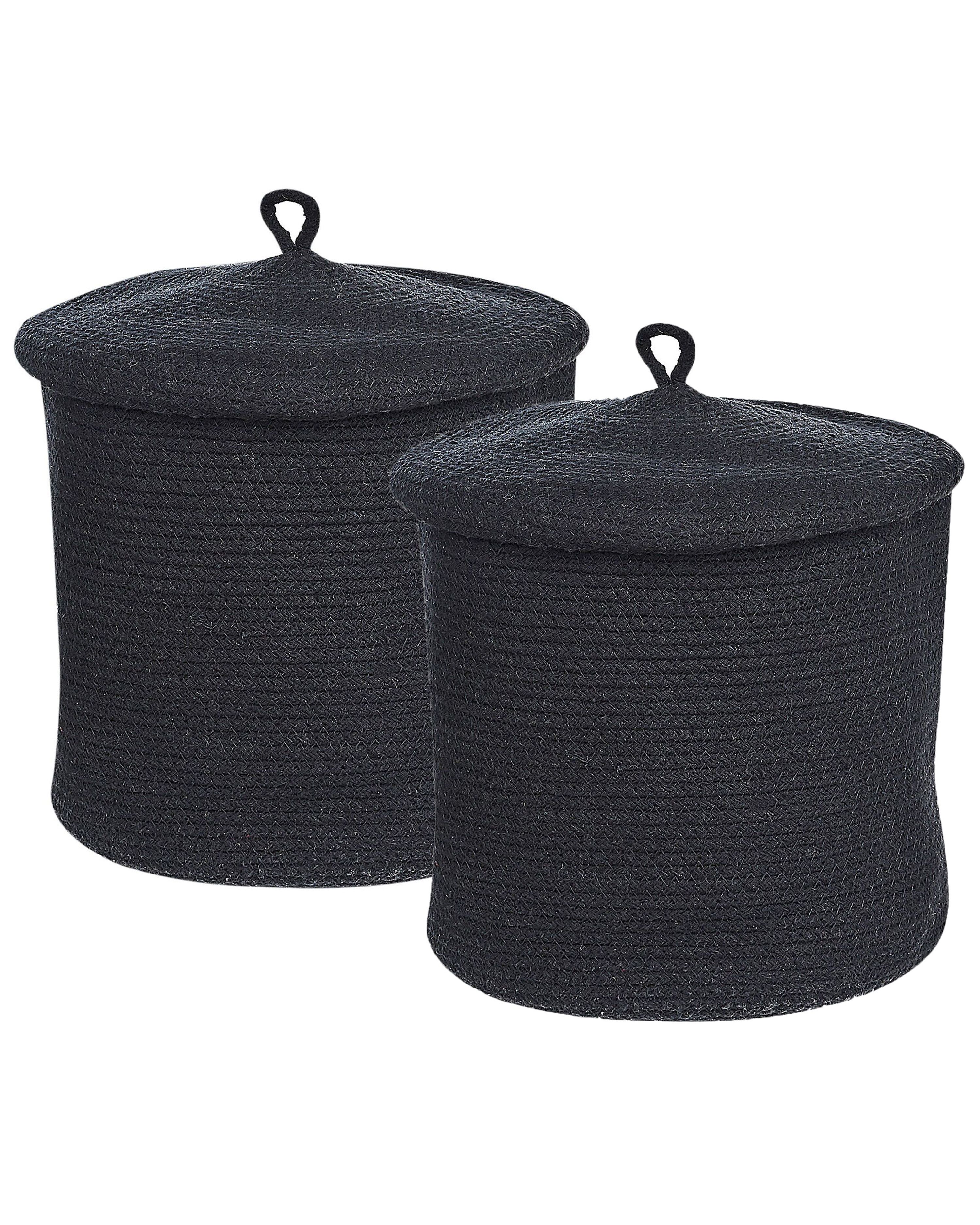 Set of 2 Baskets SILOPI Cotton Black