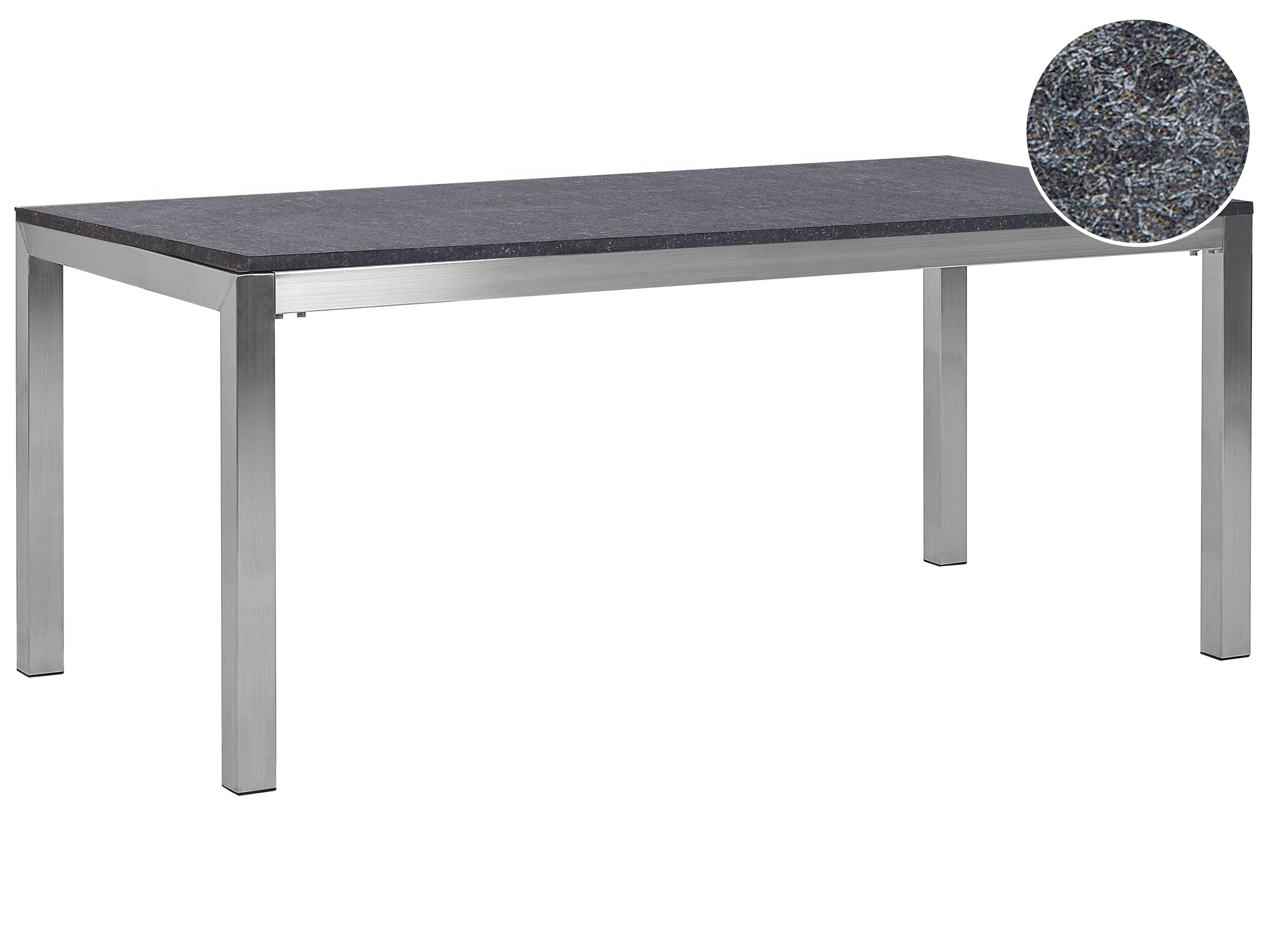 Garden Dining Table GROSSETO 180 cm 90 cm Flamed Granite Graphite Grey