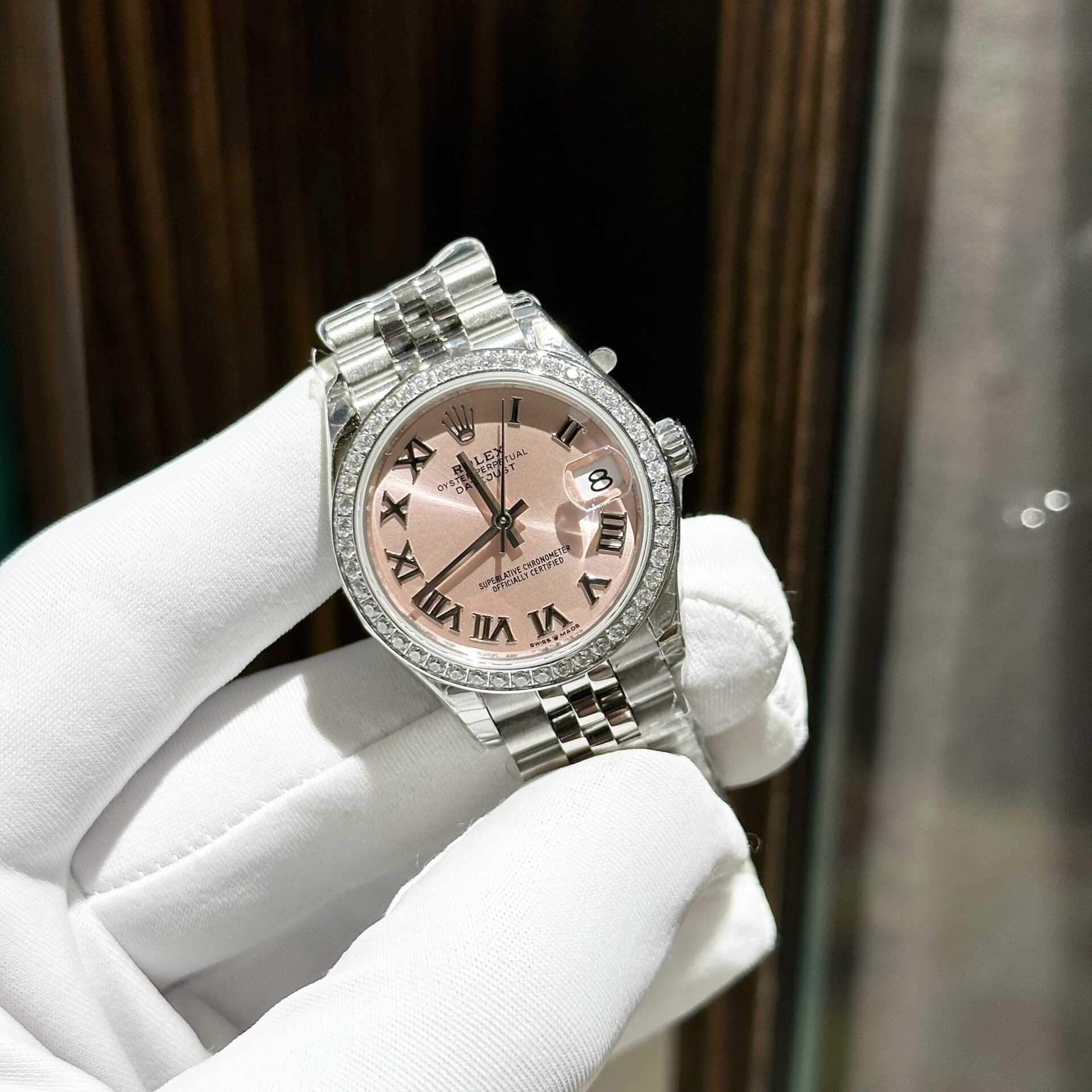 Rolex Rep 11 Watch DateJust Women s With Stone Bezel Jubilee Strap EW 31mm - Elite Watch Atelier