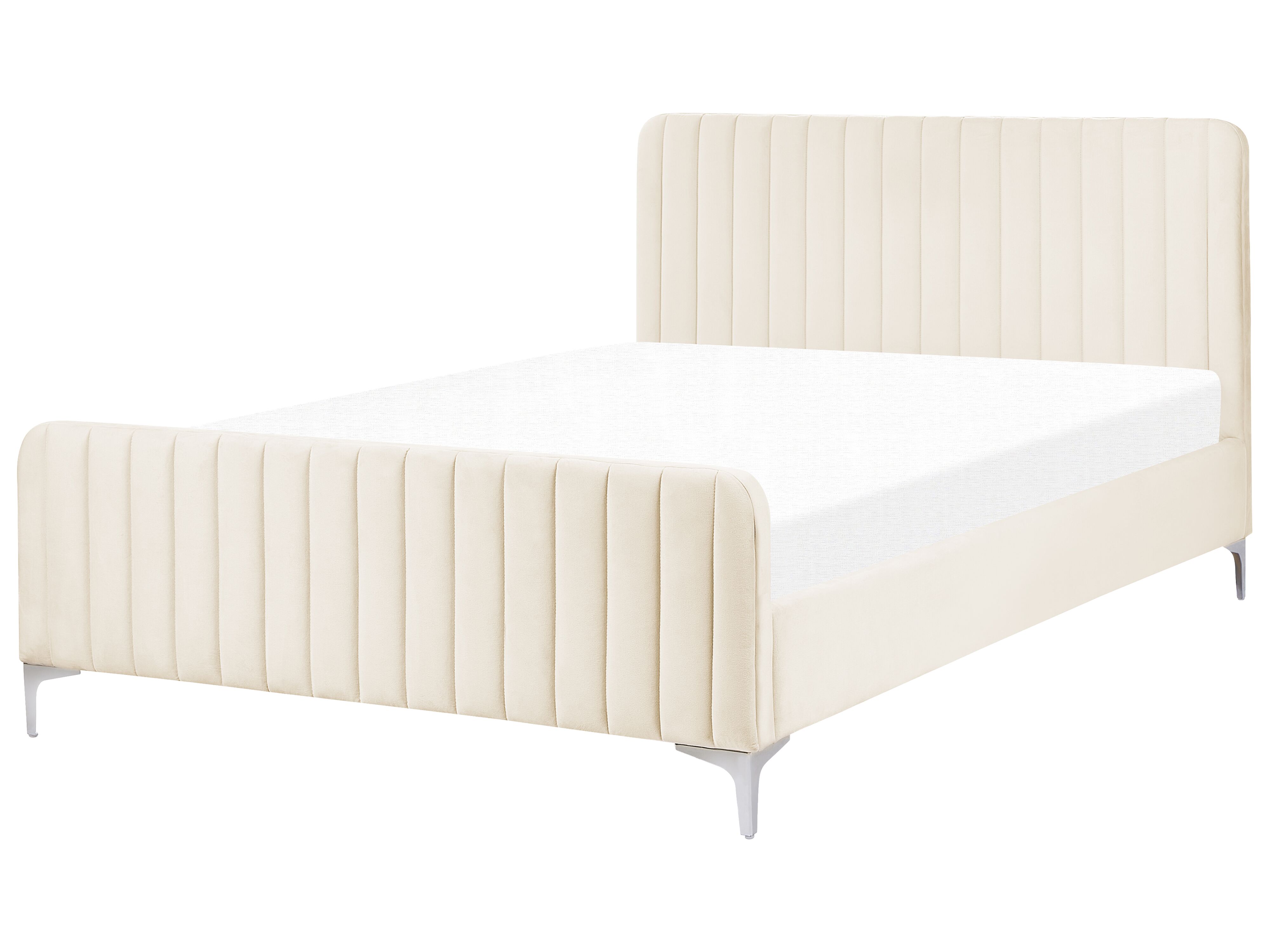 Bed Velvet LUNAN 140 x 200 cm (EU Double) Light Beige
