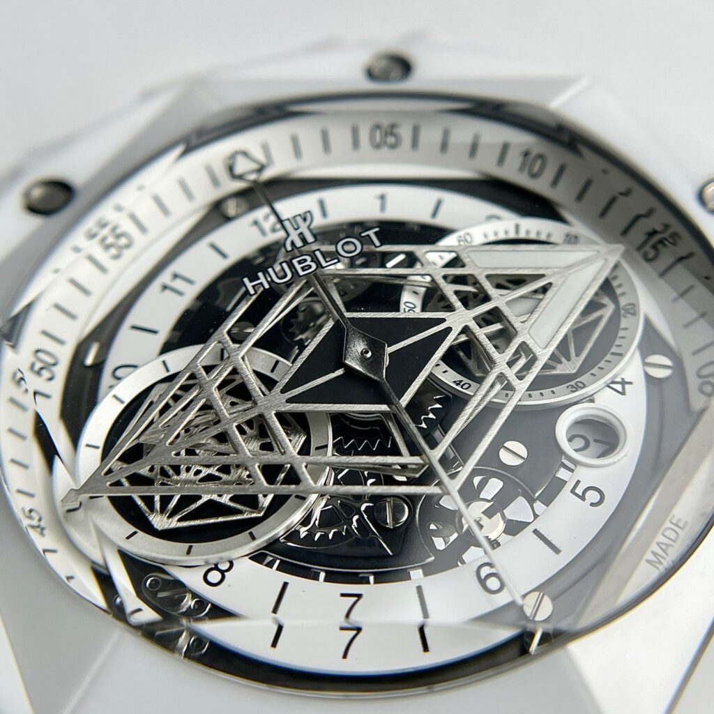 Hublot Big Bang Sang Bleu II Replica Watch White Ceramic Rubber Strap 45mm - Elite Watch Atelier