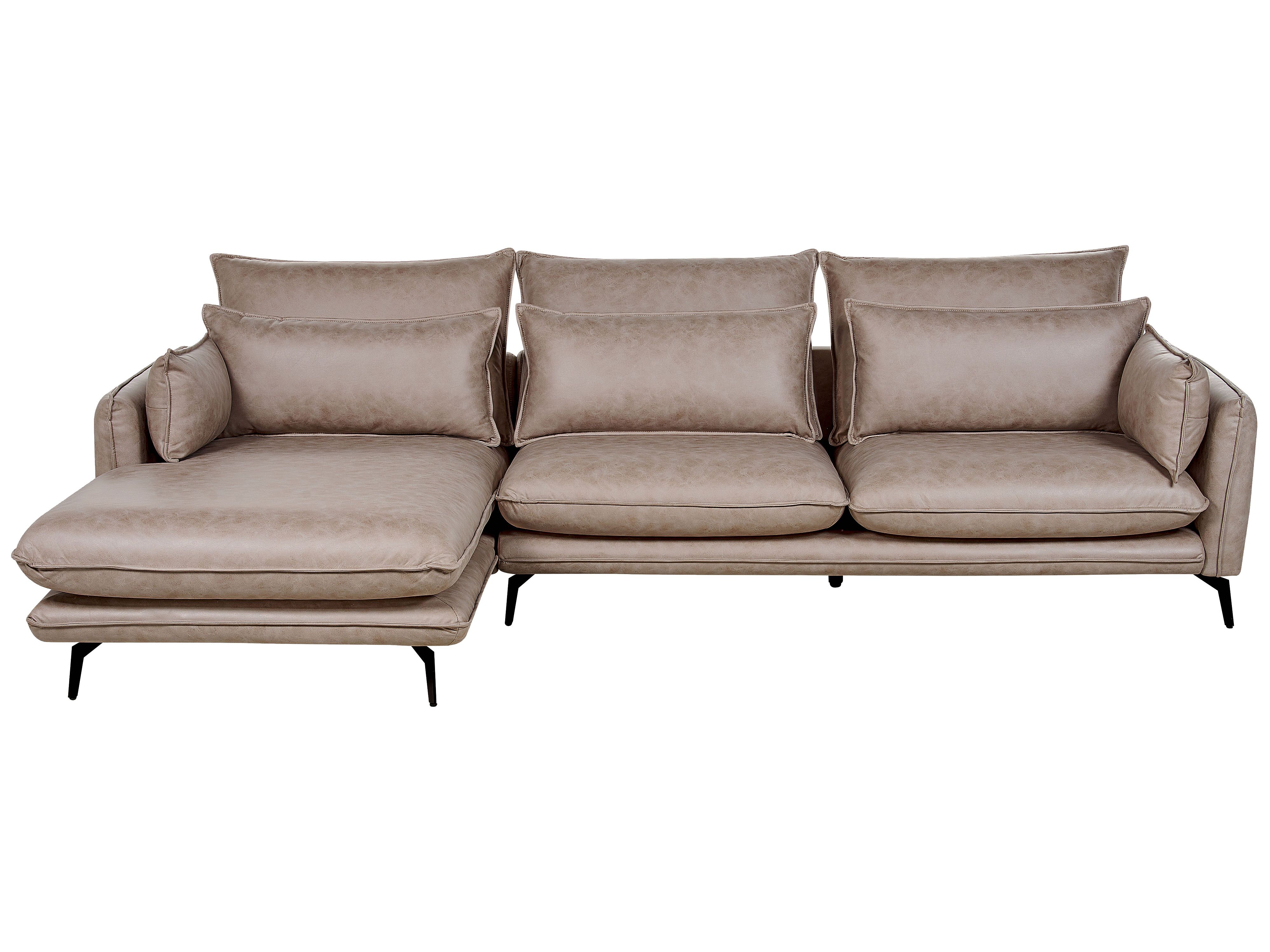 Corner Sofa 3 Seater GALLO Faux Suede Light Brown Right Hand