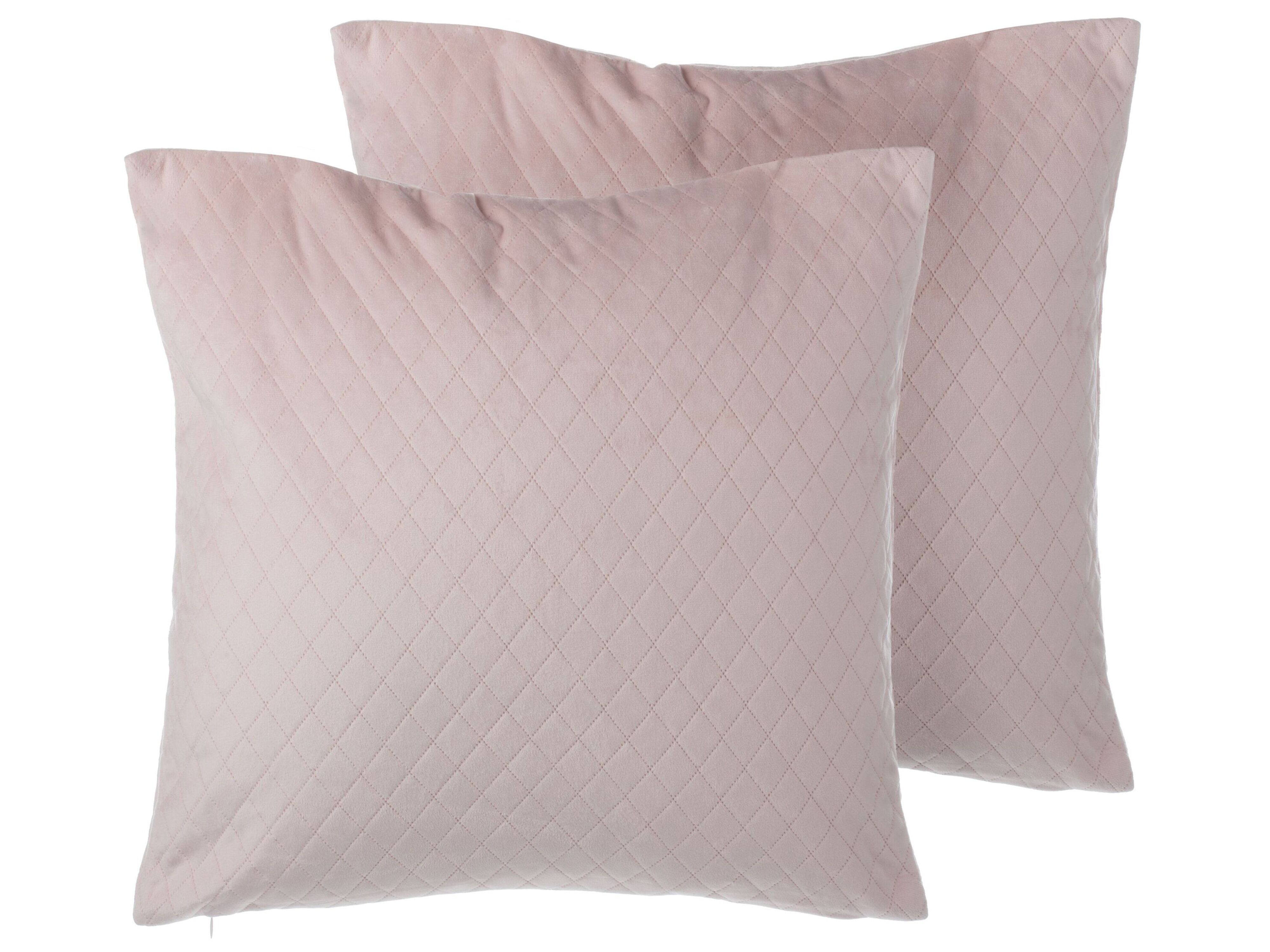 Set of 2 Decorative Cushions PASQUE Velvet 45 x 45 cm Pink Solid
