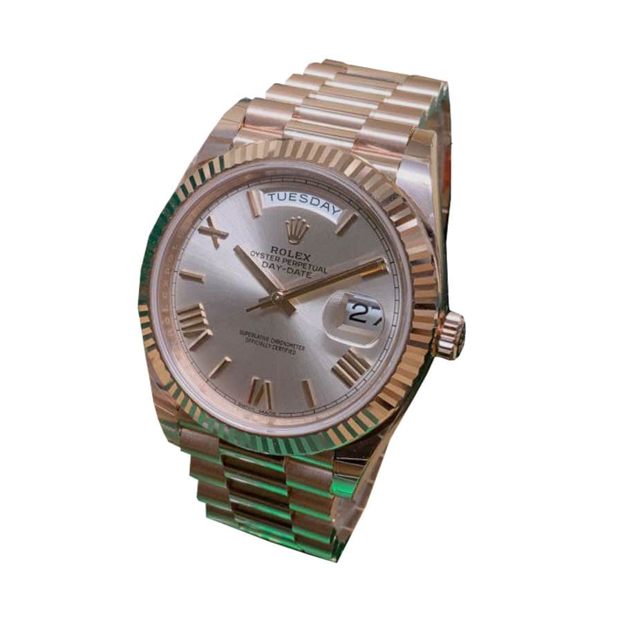 Rolex Day-Date 228235 AR Rose Gold Wrapped Rhodium Dial Replica - Elite Watch Atelier