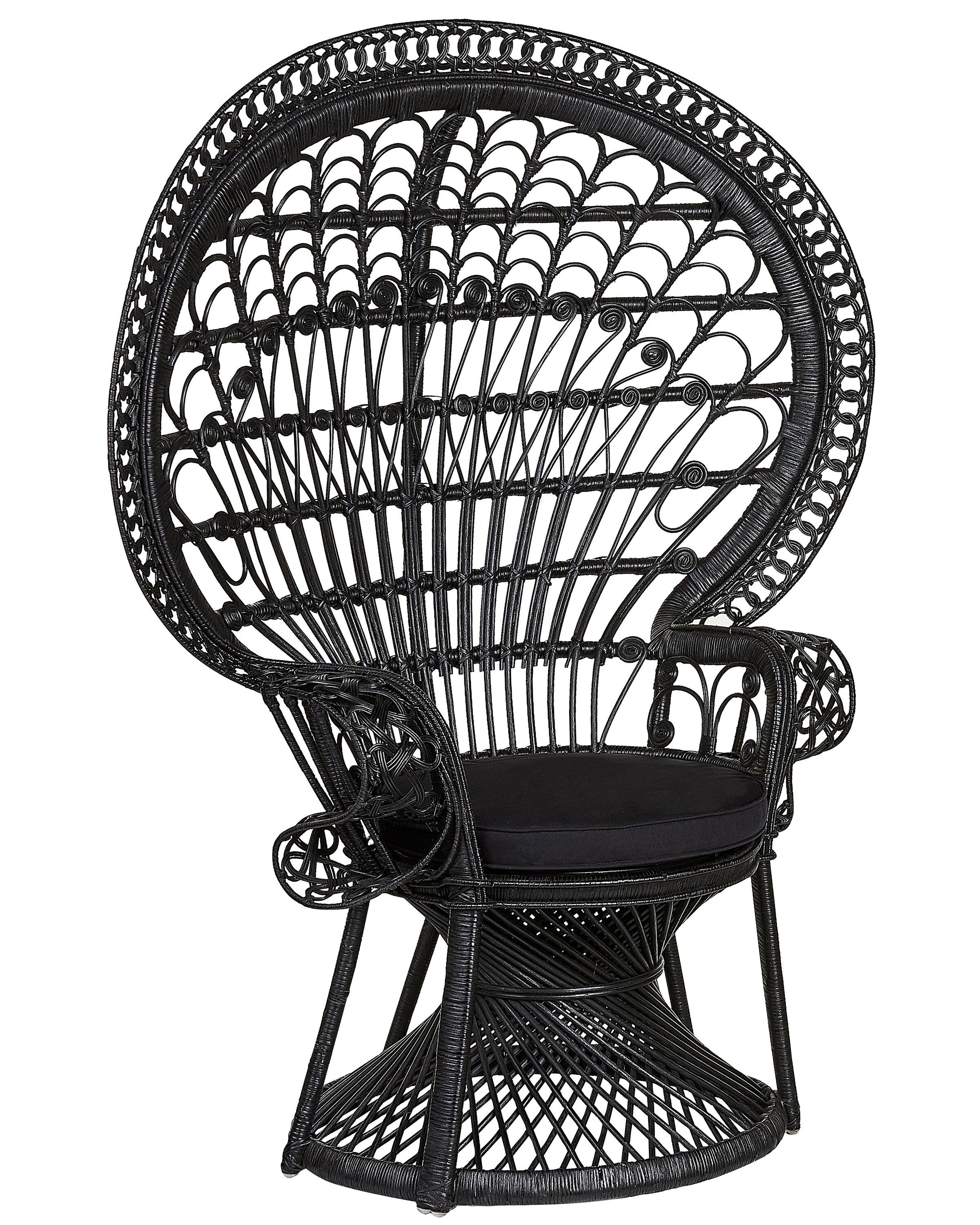 Peacock Chair EMMANUELLE Rattan Black