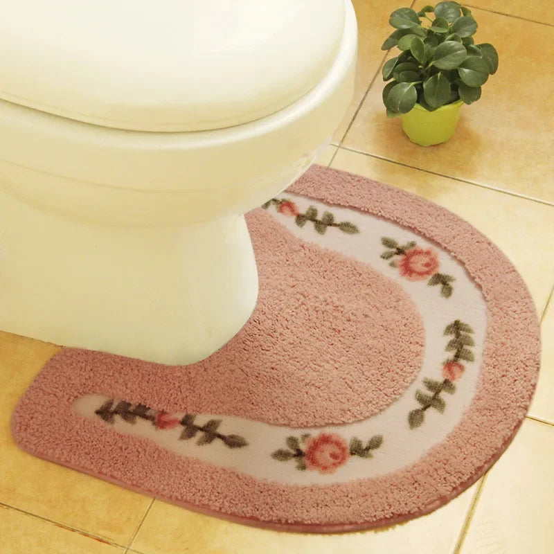 FloralGrace - Pastel Bloem Toilettapijt Set