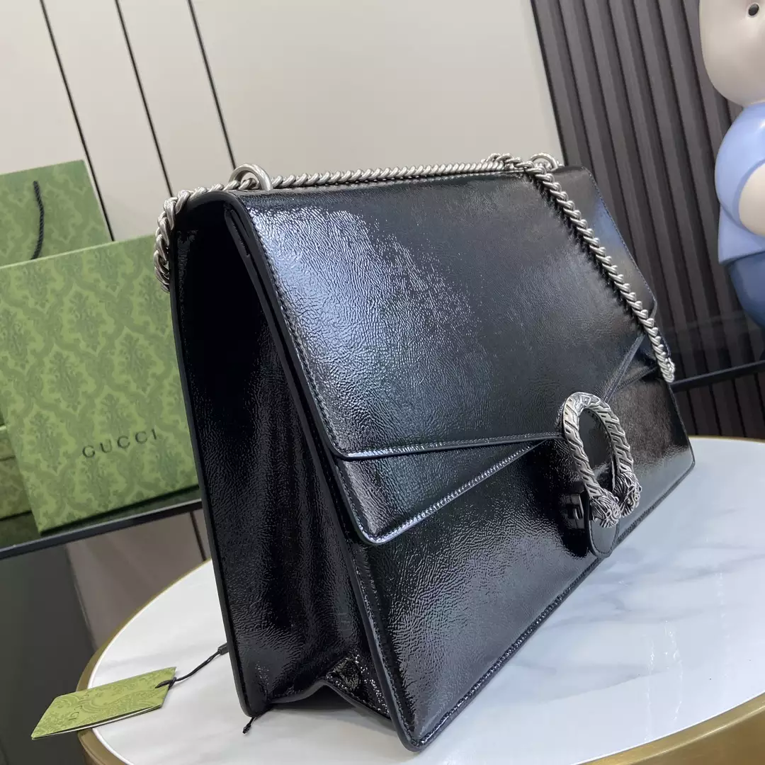 Dionysus Large Shoulder Bag in Black Patent Leather1:1High-quality replica