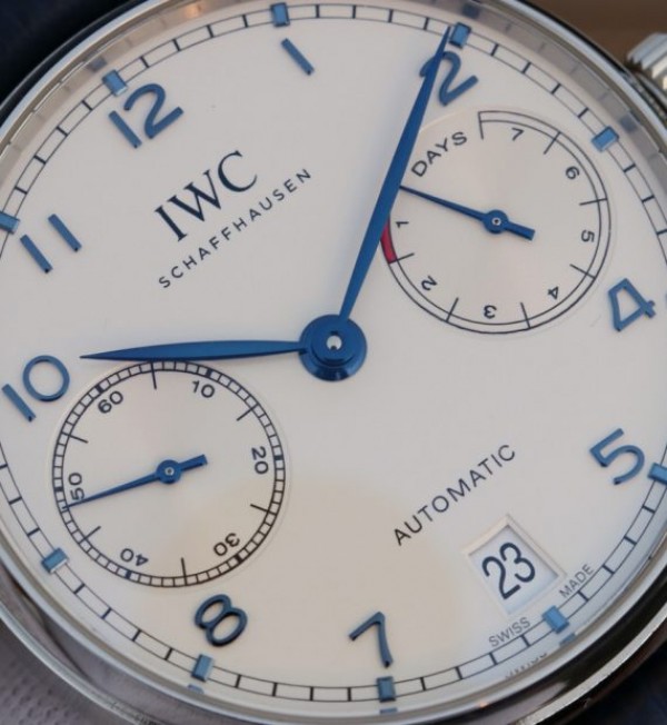 Replica IWC ZF Portuguese IW500705 White Dial Blue Markers Leather Strap V3 - Elite Watch Atelier