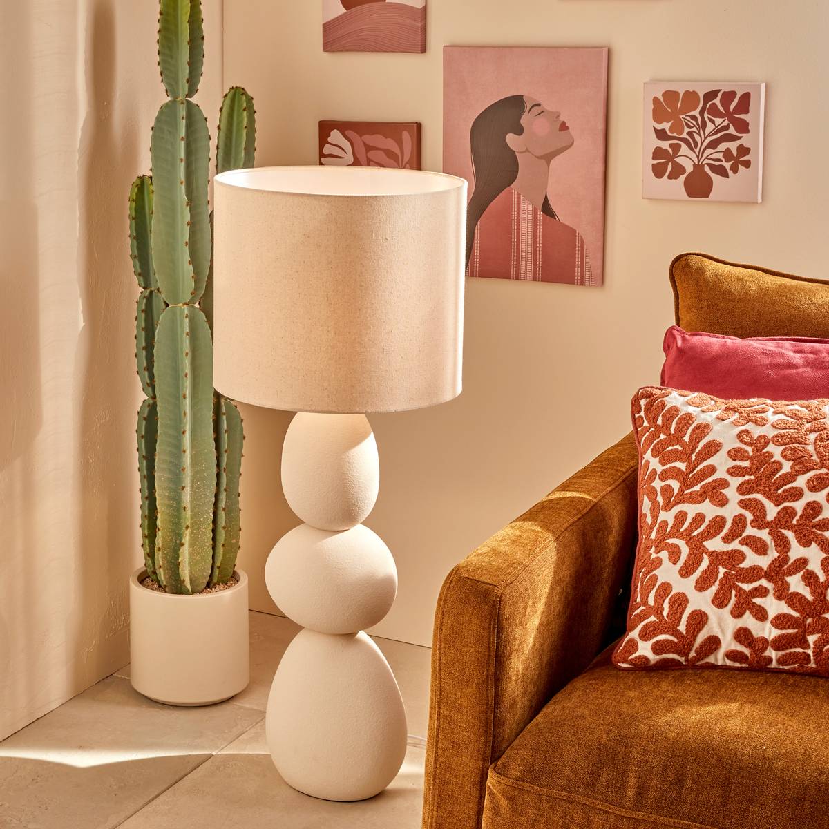 Floor Lamp "Alitha" Beige, H.100 cm