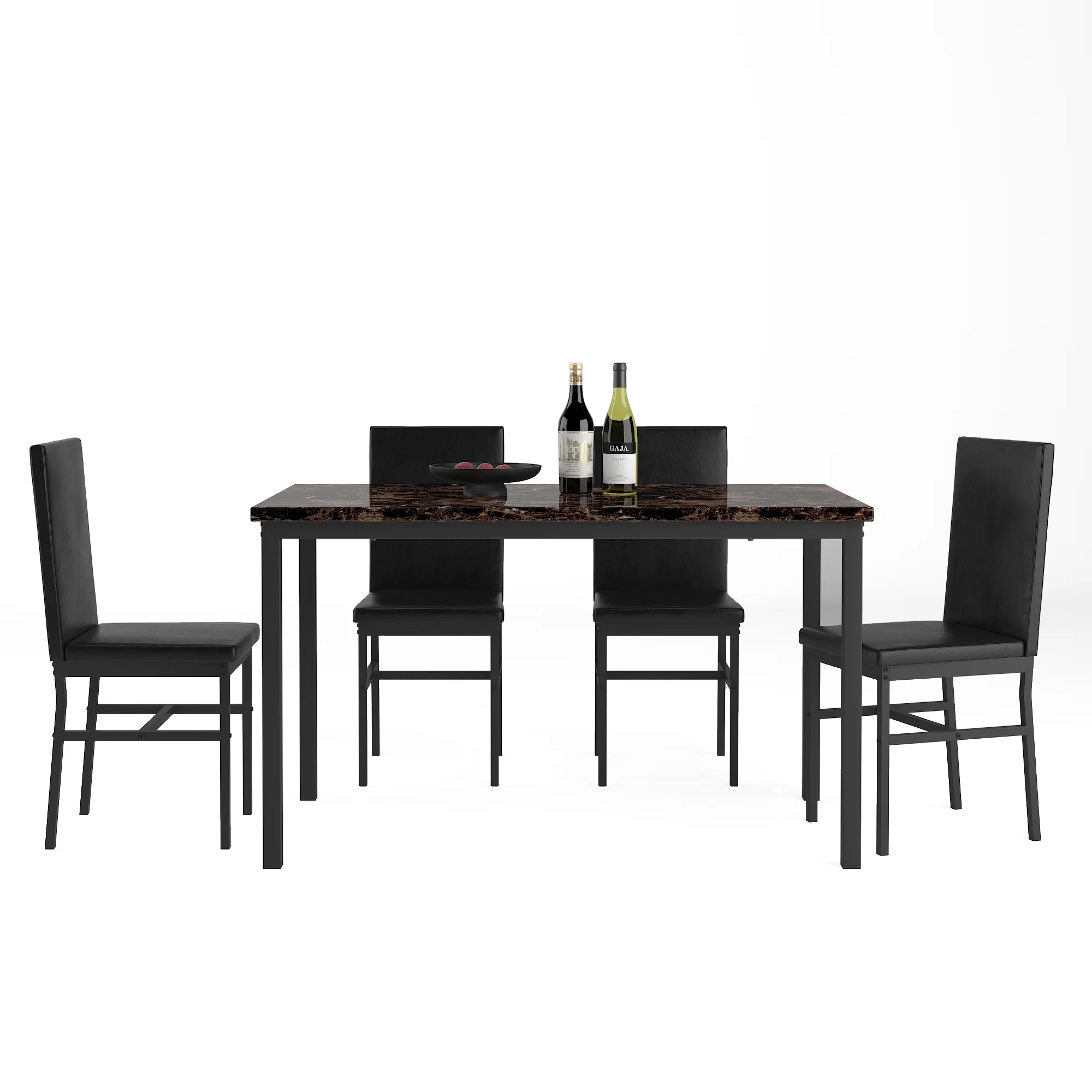 5 Piece Dining Set, Modern Dining Table and Chairs Set for 4, Counter Height Bar Table Set, Modern Pub Table with 4 Velvet Fabric Cushioned Stools, Faux Marble Dining Table & Stools Set, D9297 - Image 58