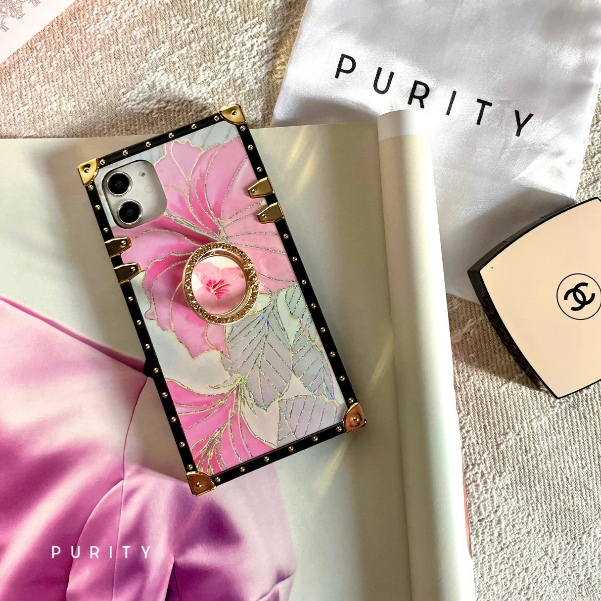 Samsung Case with Ring Pink Hibiscus - Wholesale & Influencer