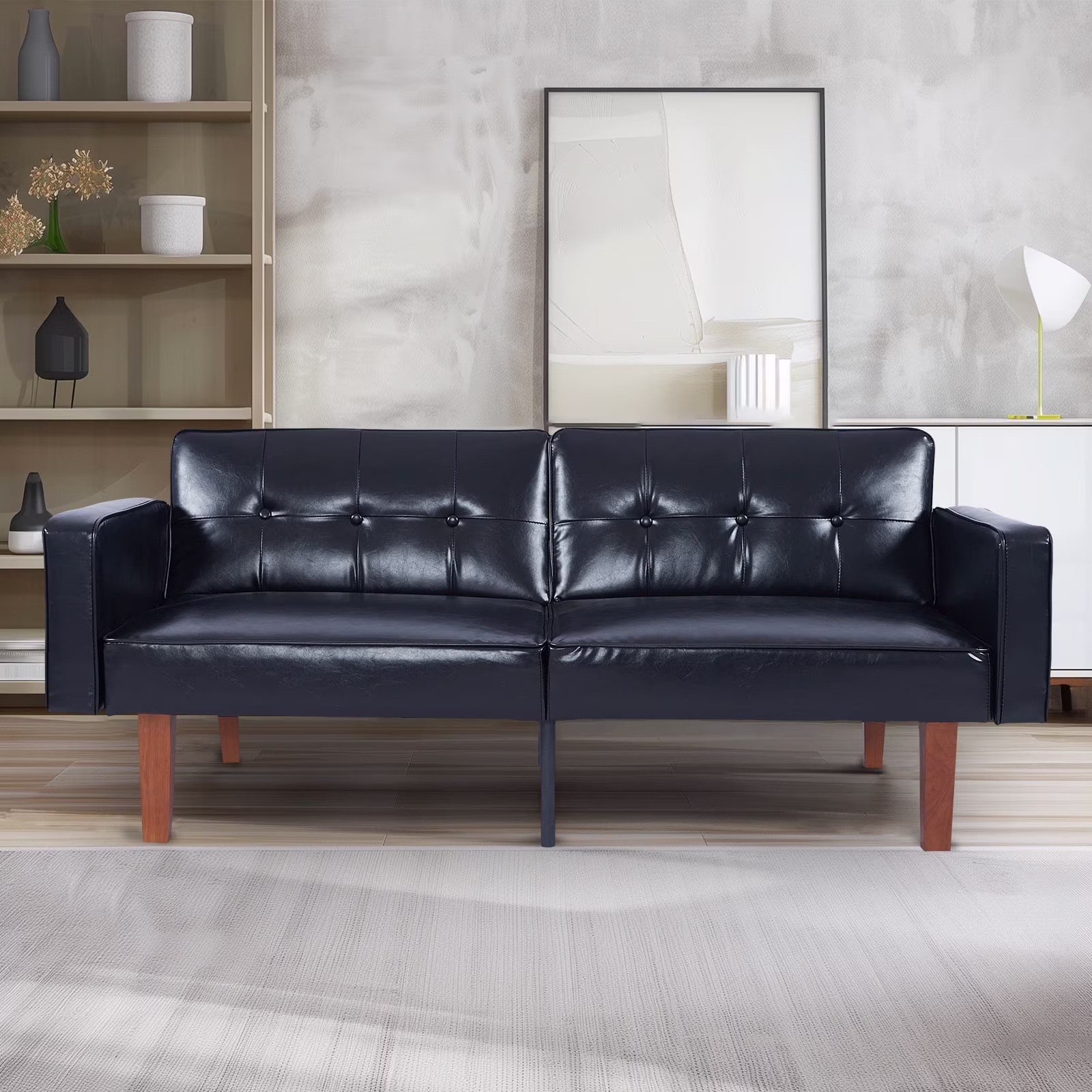 Sofa Bed, Convertible Memory Foam Futon Couch, Adjustable Sleeper Sofa Bed for Living Room, Gray - Image 7