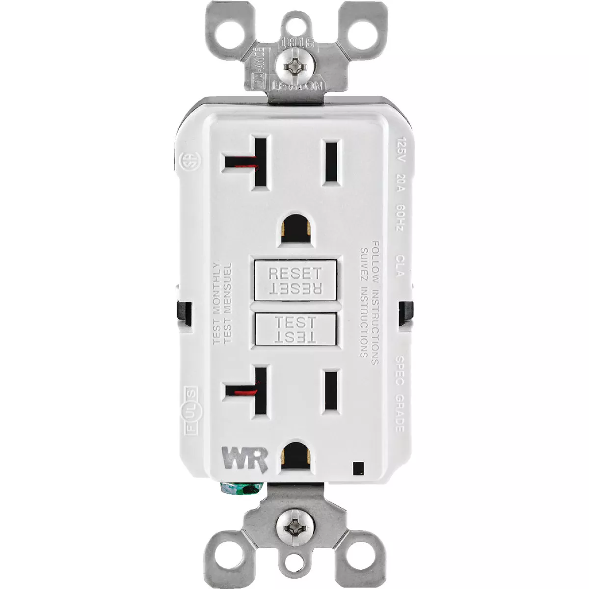 Leviton SmartlockPro Self-Test 20A White Residential Grade Tamper & Weather Resistant 5-20R GFCI Outlet