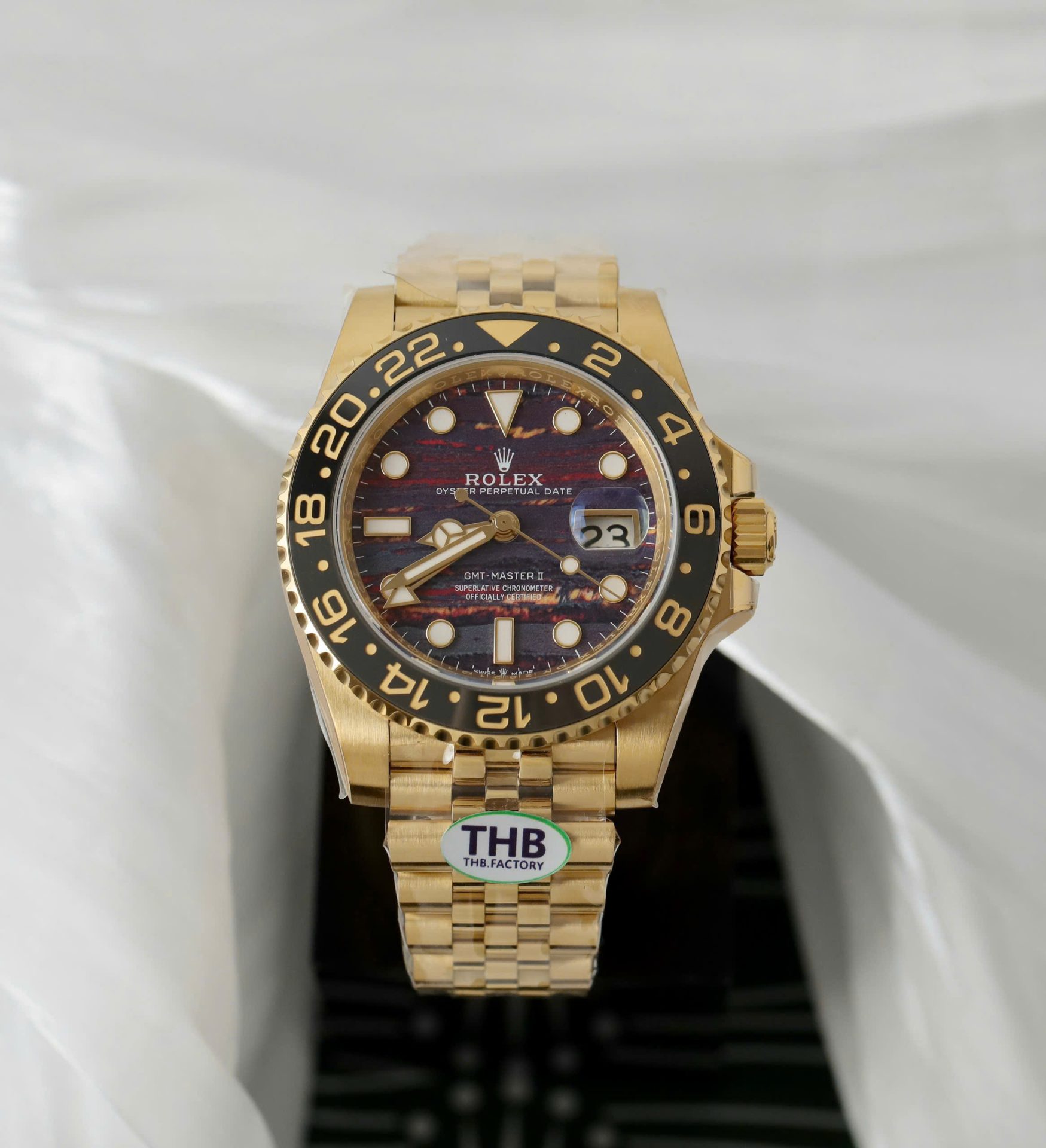 Rolex GMT-Master II 126718GRNR Replica Watch Tiger Eye Stone Dial THB Factory 40mm - Elite Watch Atelier