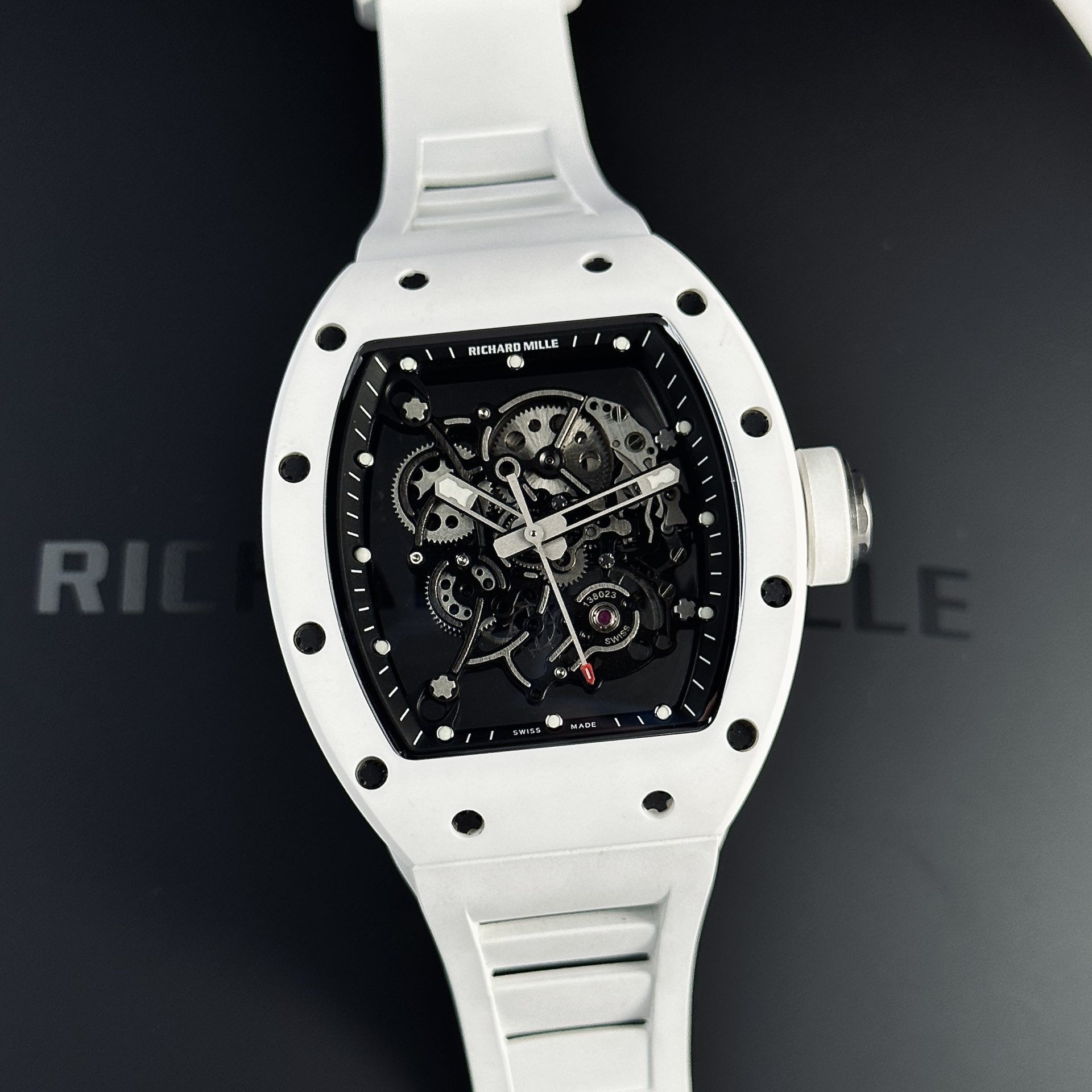 Richard Mille Rep 1:1 Watch RM055 Ceramic Bubba Watson White Factory BBR 45mm - Elite Watch Atelier
