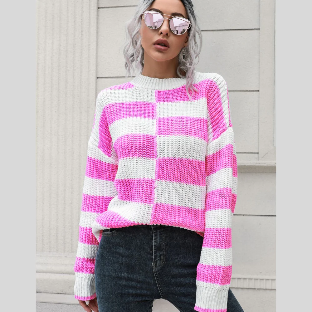 Color Block Dropped Shoulder Sweater - ZKZOOK