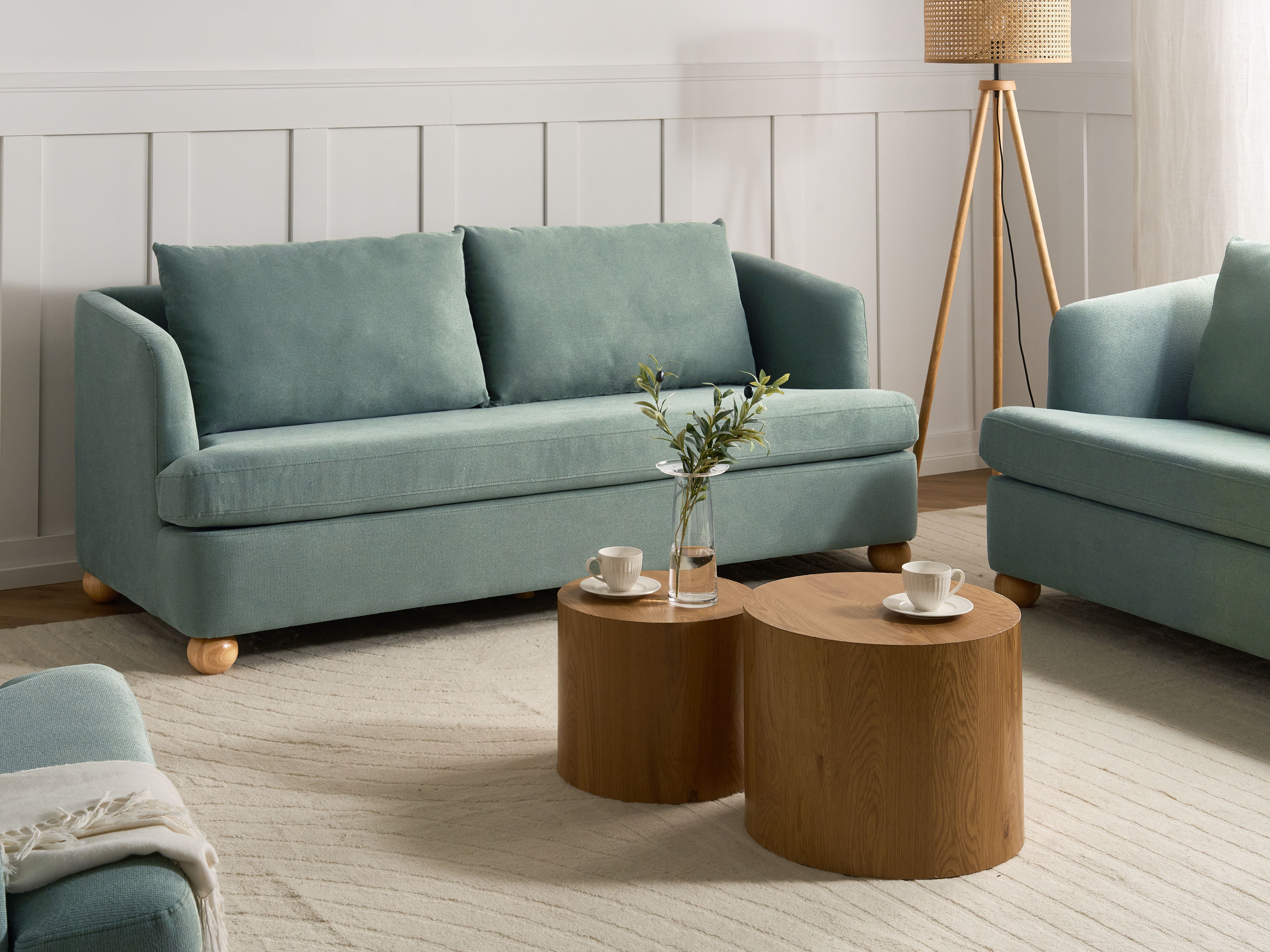 Sofa 3 Seater RATTVIK Fabric Light Green